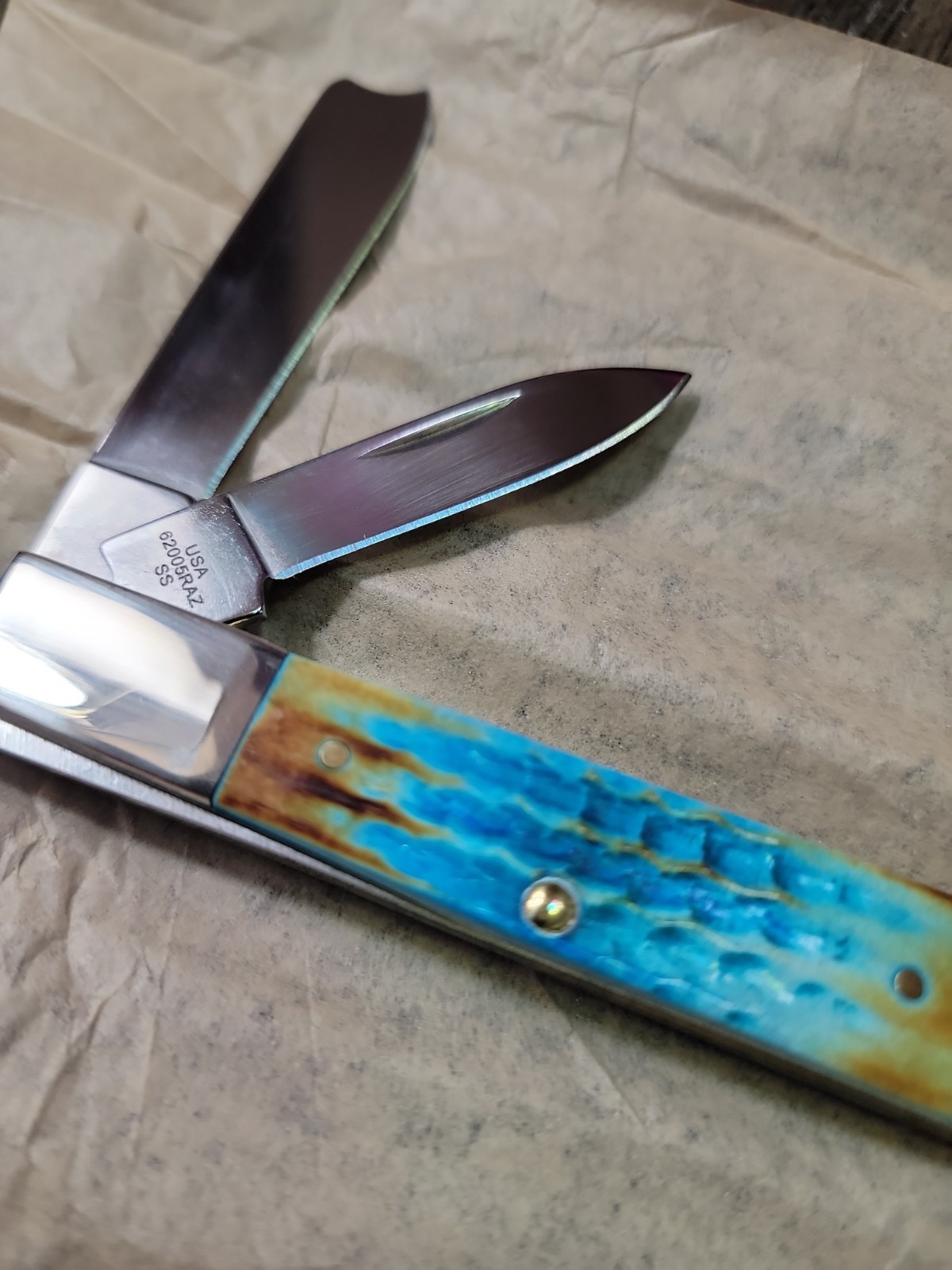 2024 Case XX Sea dragon Bone Razor 62005RAZ Corn Cob Burnt Caribbean Blue 25210