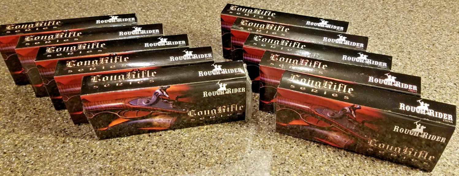 Rough Rider Long Rifle Set of Ten Knives, NEW Mint, Decorative Tins,Vintage 2008