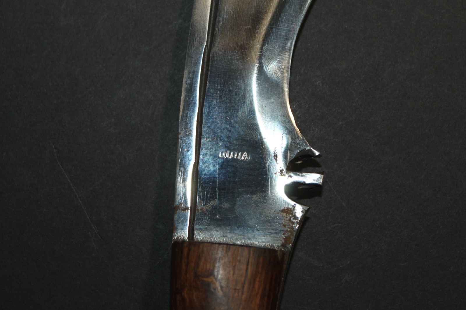 Vintage India Kukri Knife w/ Sheath & 2 Small Knives Full Tang Nepalese Gurkha