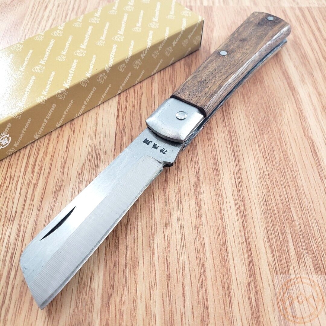 Kanetsune Craft Folding Knife 2.88″ SK-4 High Carbon Steel Blade Wood Handle