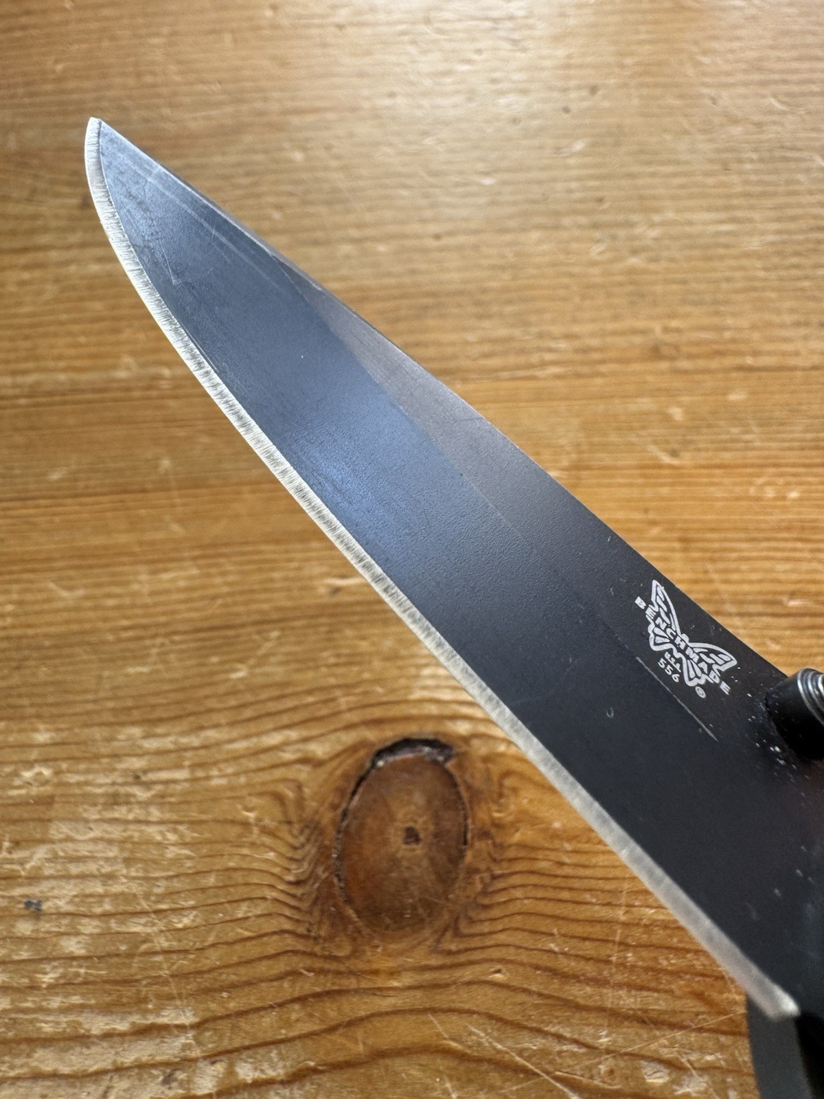 Benchmade Mini Griptilian 556 Mel Pardue 154CM OD Green Handle Knife Plain Edge