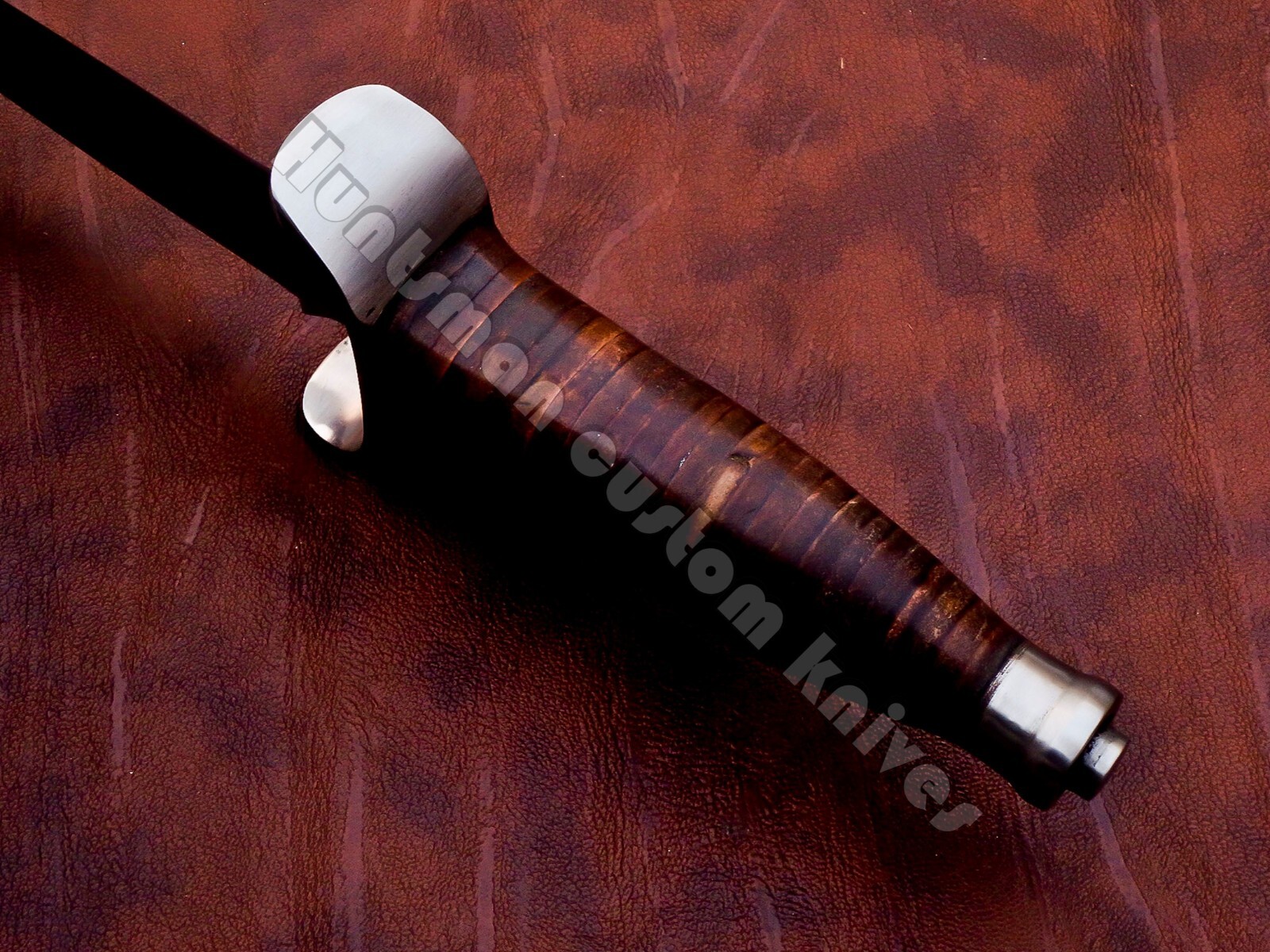 Custom Made Hand Forged Spring steel Personel Dagger with Leather stacked Handle