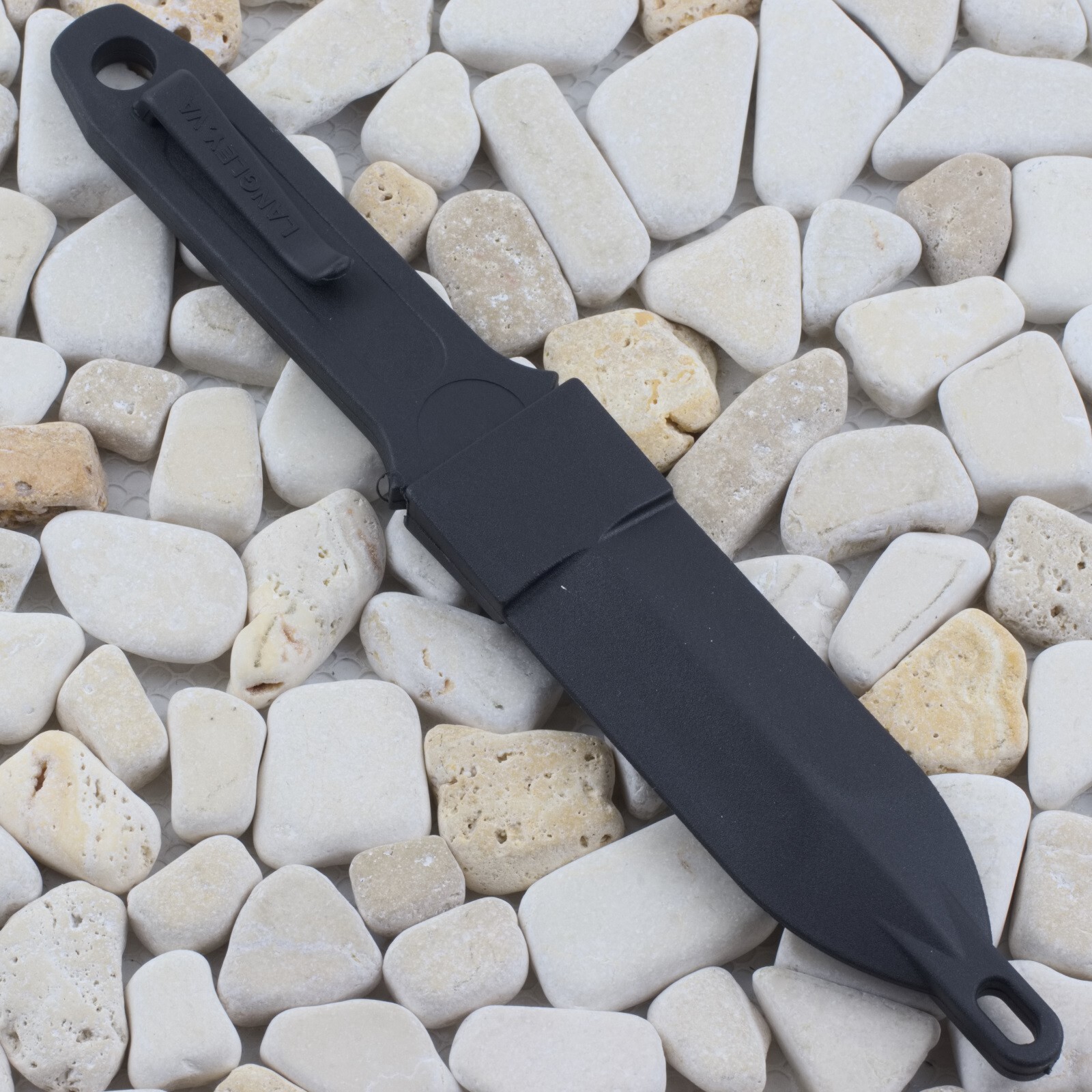 CIA Sticker Fixed Blade Knife Non Metal One Piece Construction Black Sheath