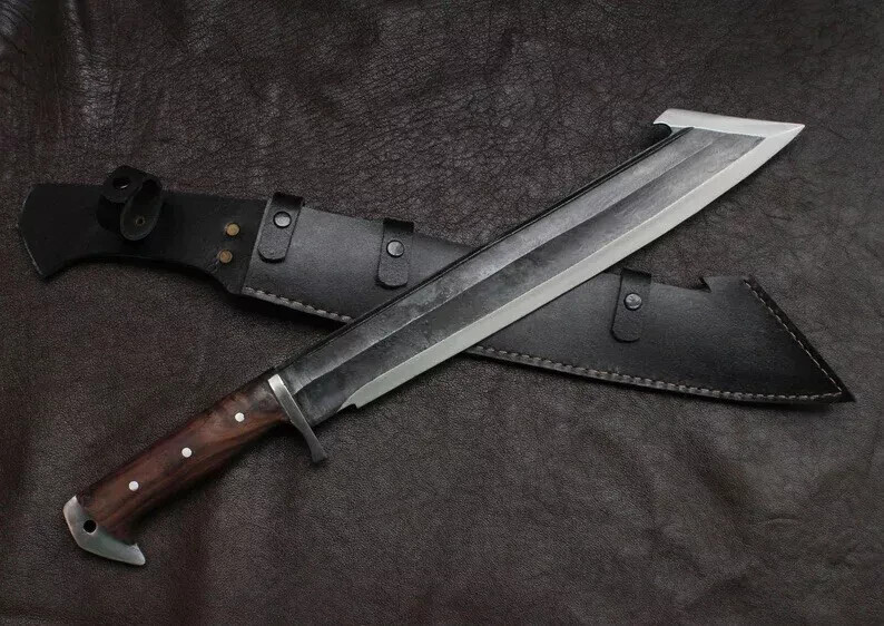 Custom Handmade Carbon Steel Blade Tactical Machete Sword| Hunting Sword Camping