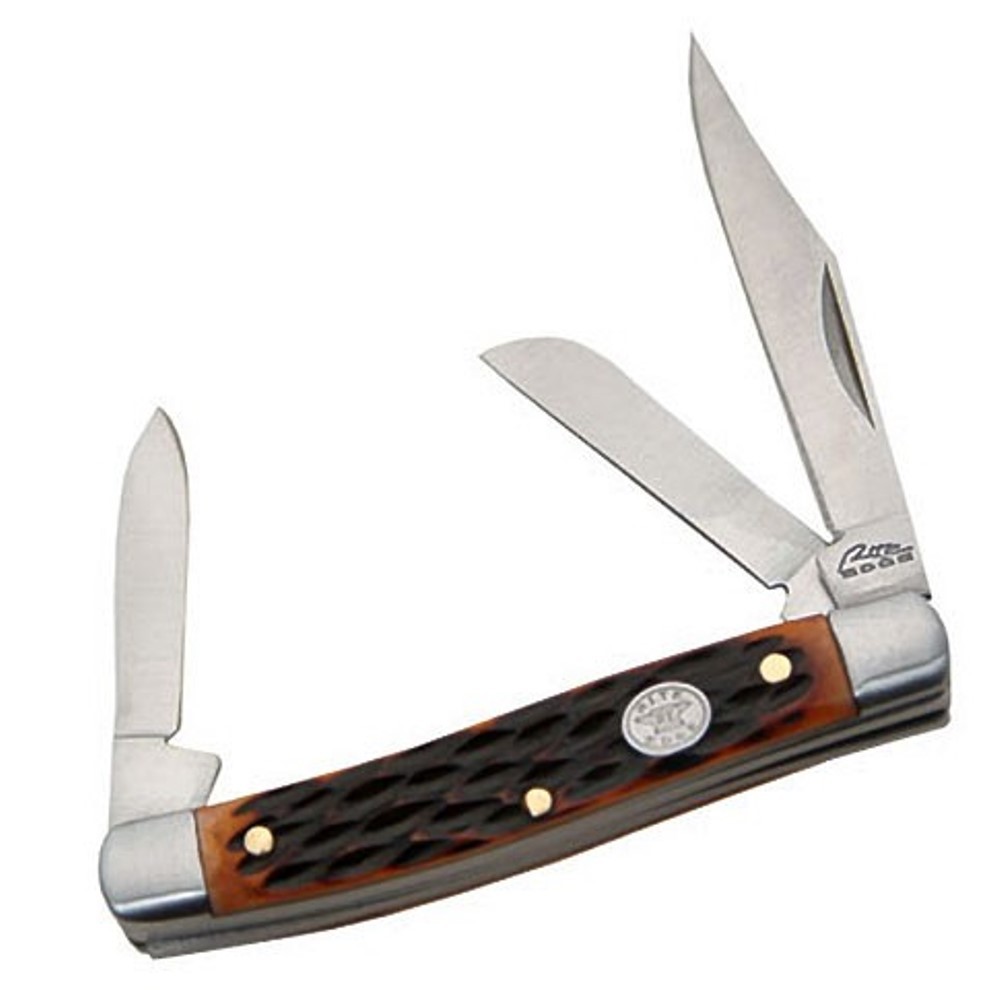 Rite Edge 2.75″ Stockman Folding Pocket Knife Jigged Bone Handles NEW 210576