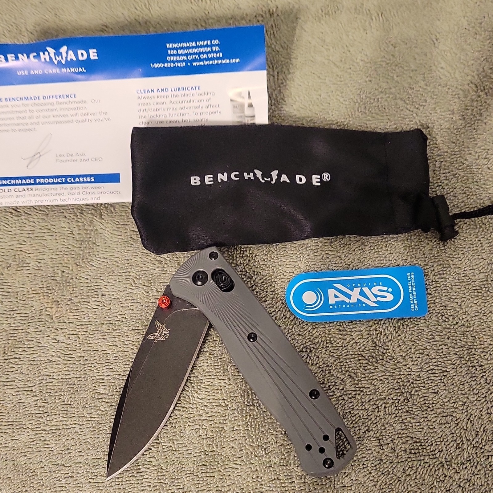 Benchmade Bugout 535 M390 Pocketknife Gray Axis Lock Drop Point Manual