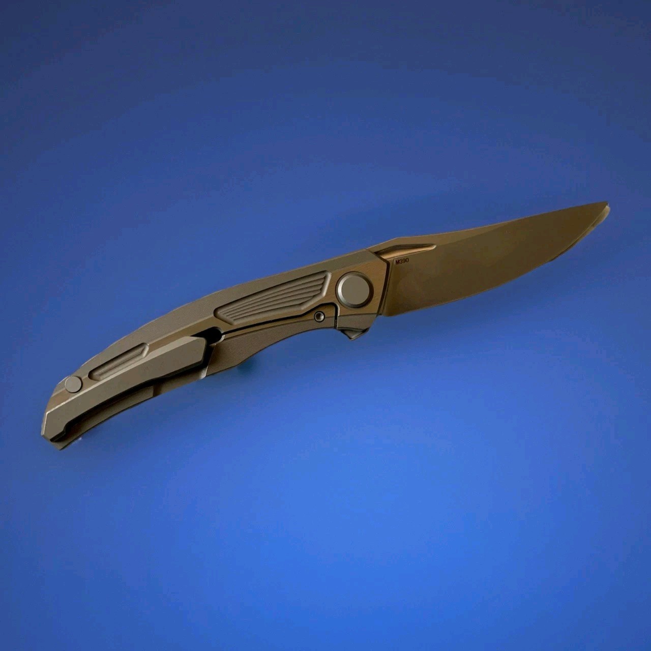 Titanium Framelock Flipper w/ Trailing Point Satin Finish M390 Blade