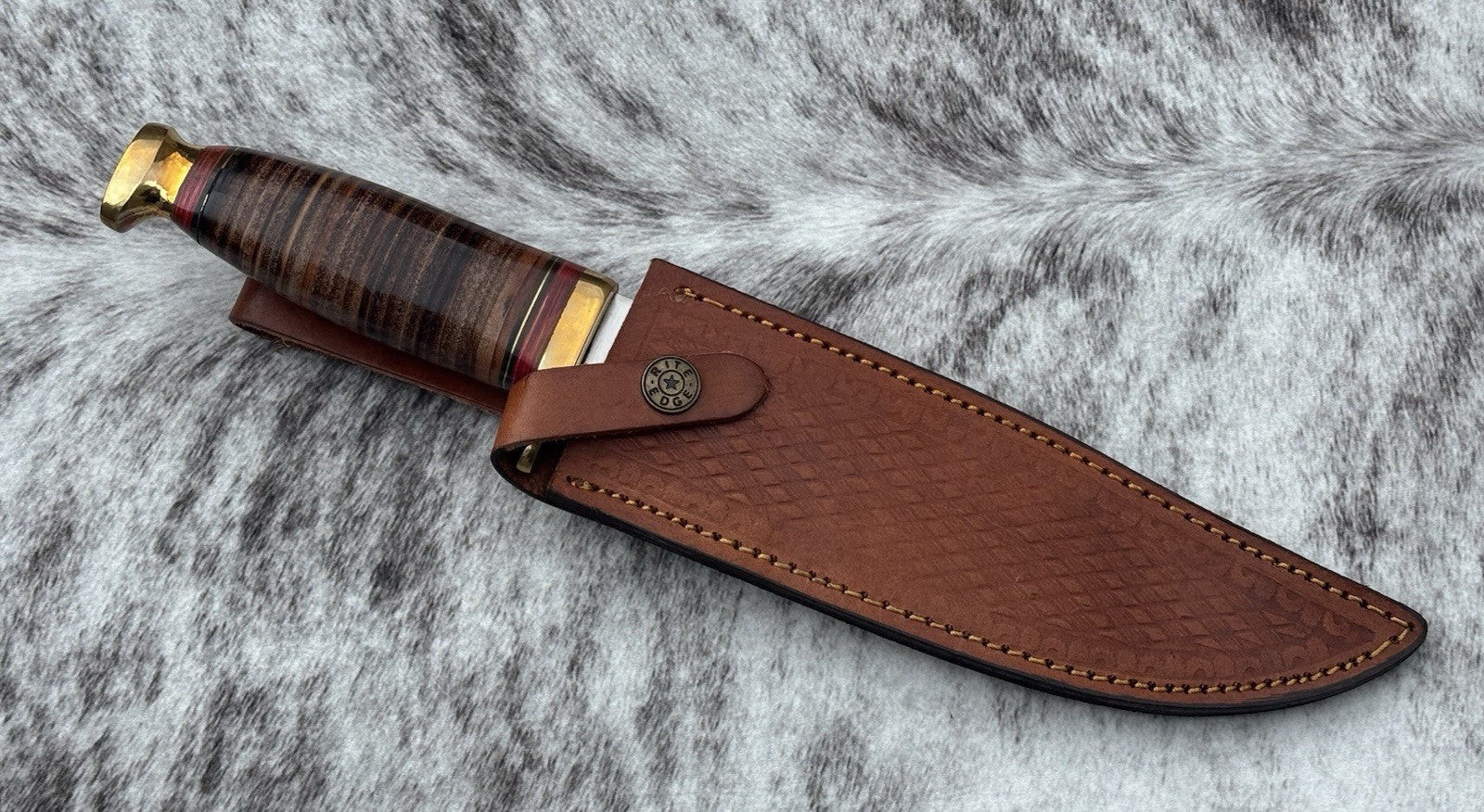 12″ Kbar Style Combat Knife Military Marines Chrome Blade Leather Handle