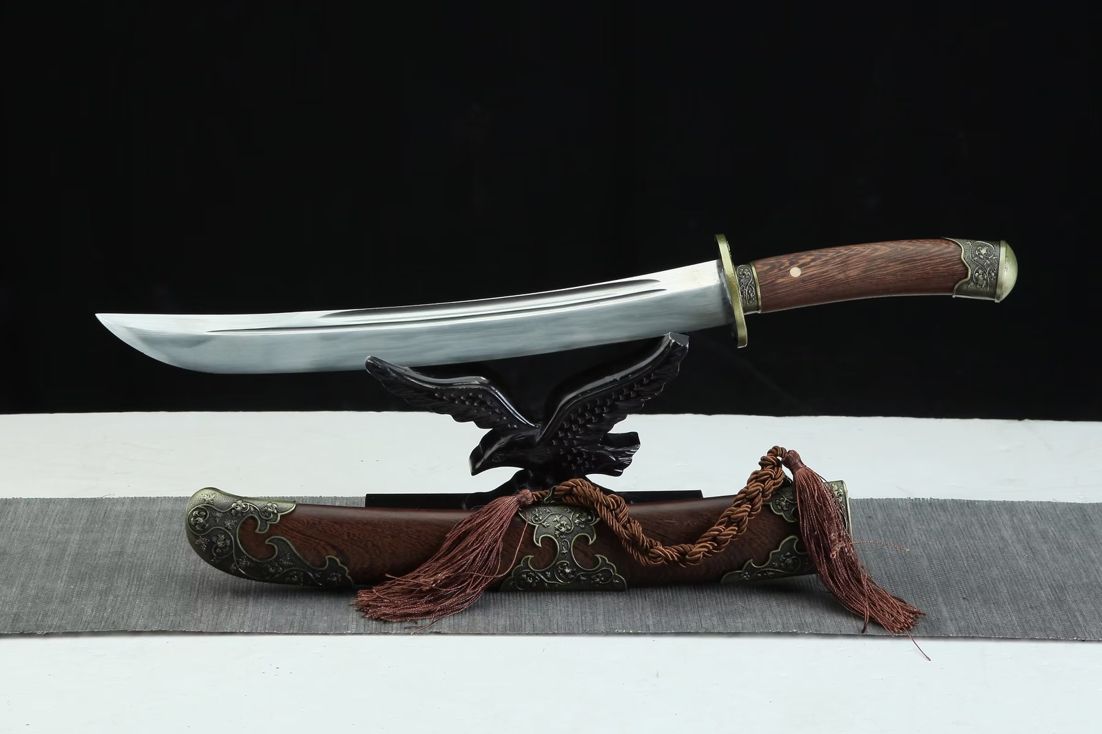 20»Chinese Sword Rosewood Qing Dynasty DAO 1095 Steel Self-defence Short Knife