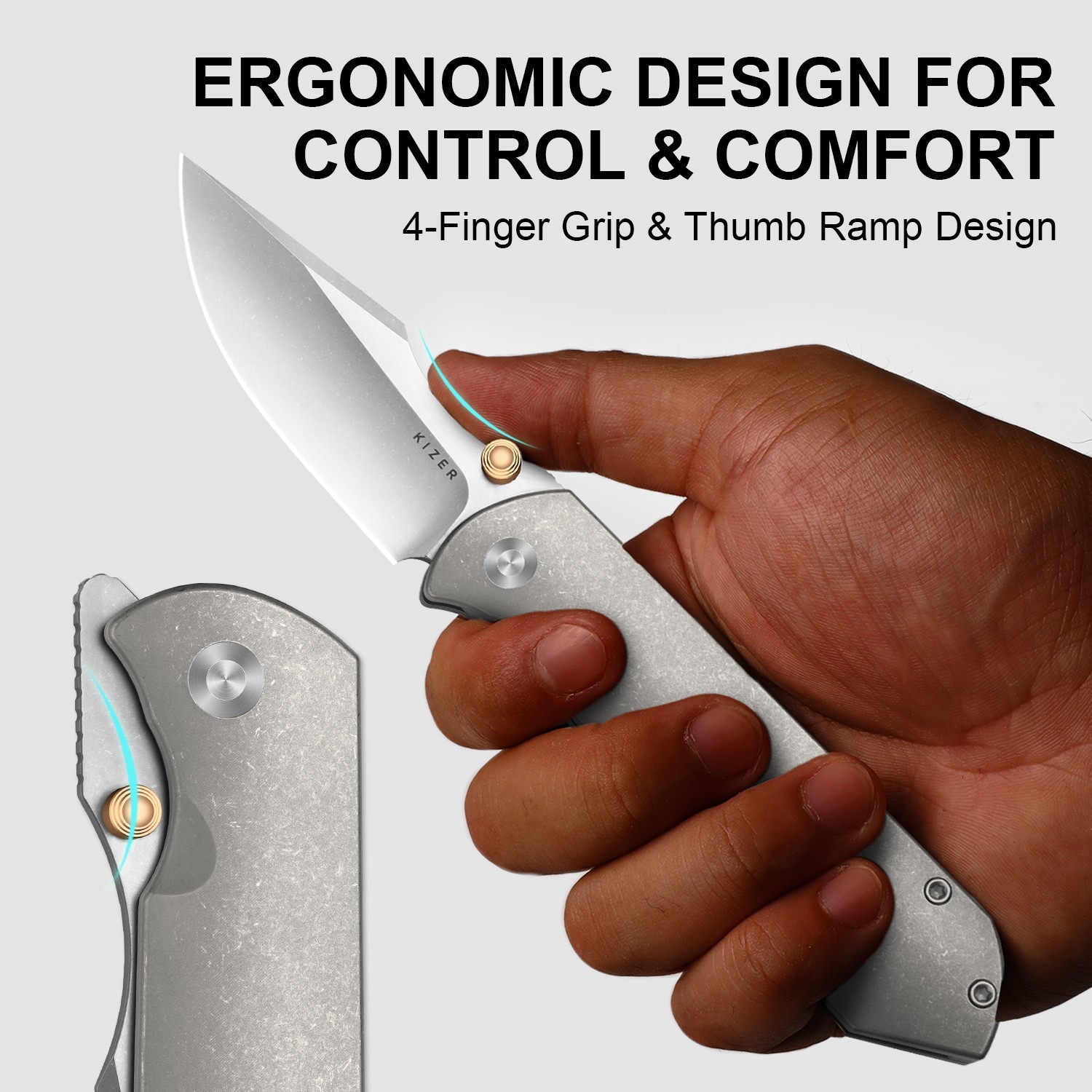 Kizer Harpoon Fold Folding Pocket Knife Elmax Blade Titanium Handle Ki4784A1