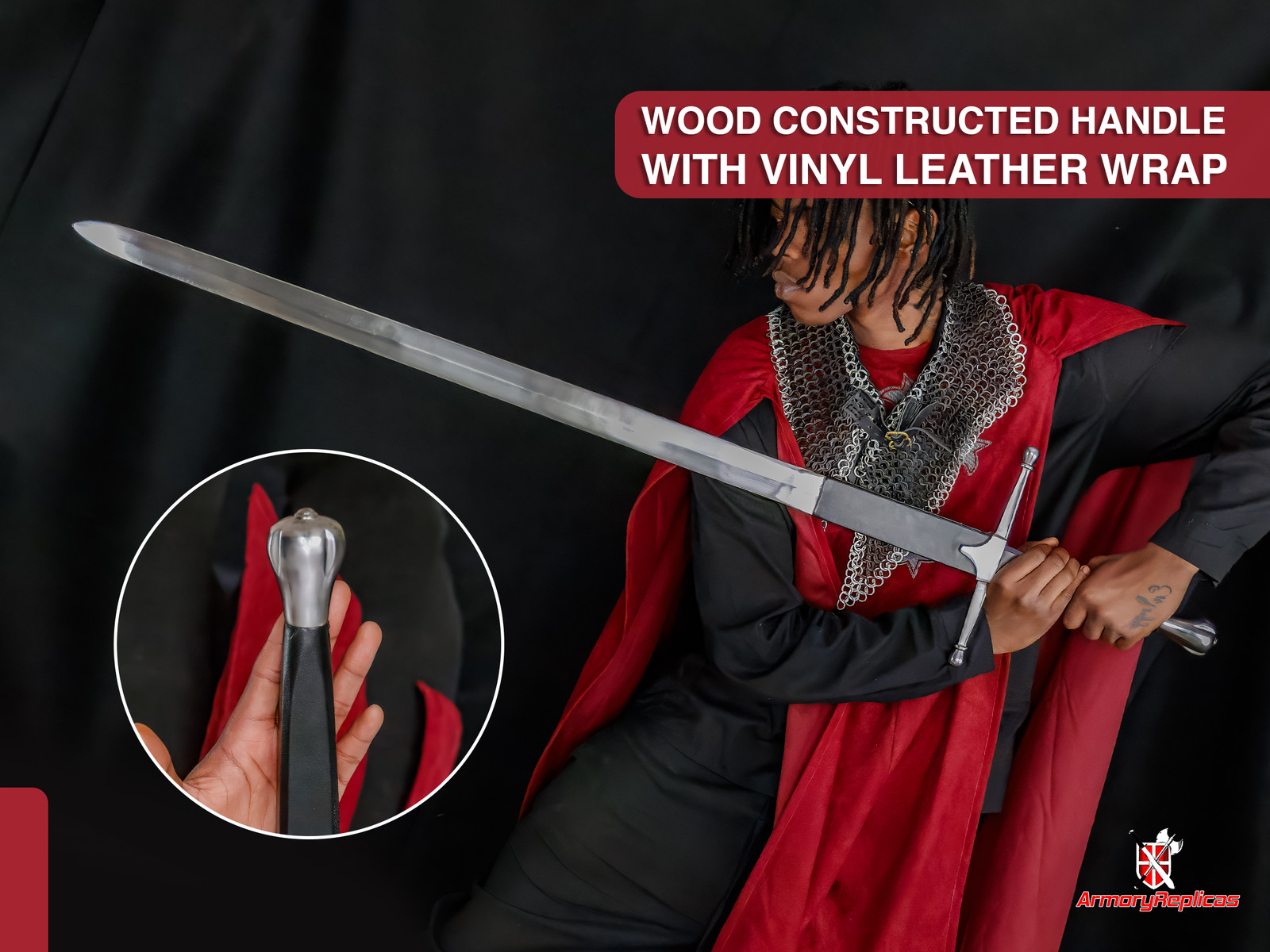 Clan Douglas Classic Scottish Claymore 50.75 Inch Longsword with Leather Sheath