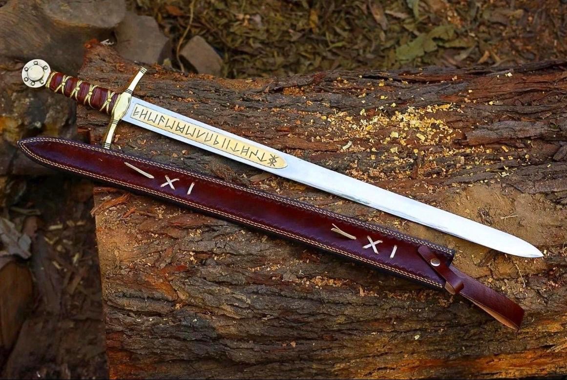 Hand Forged Carbon Steel Excalibur Viking Sword Battle Ready Medieval Longsword