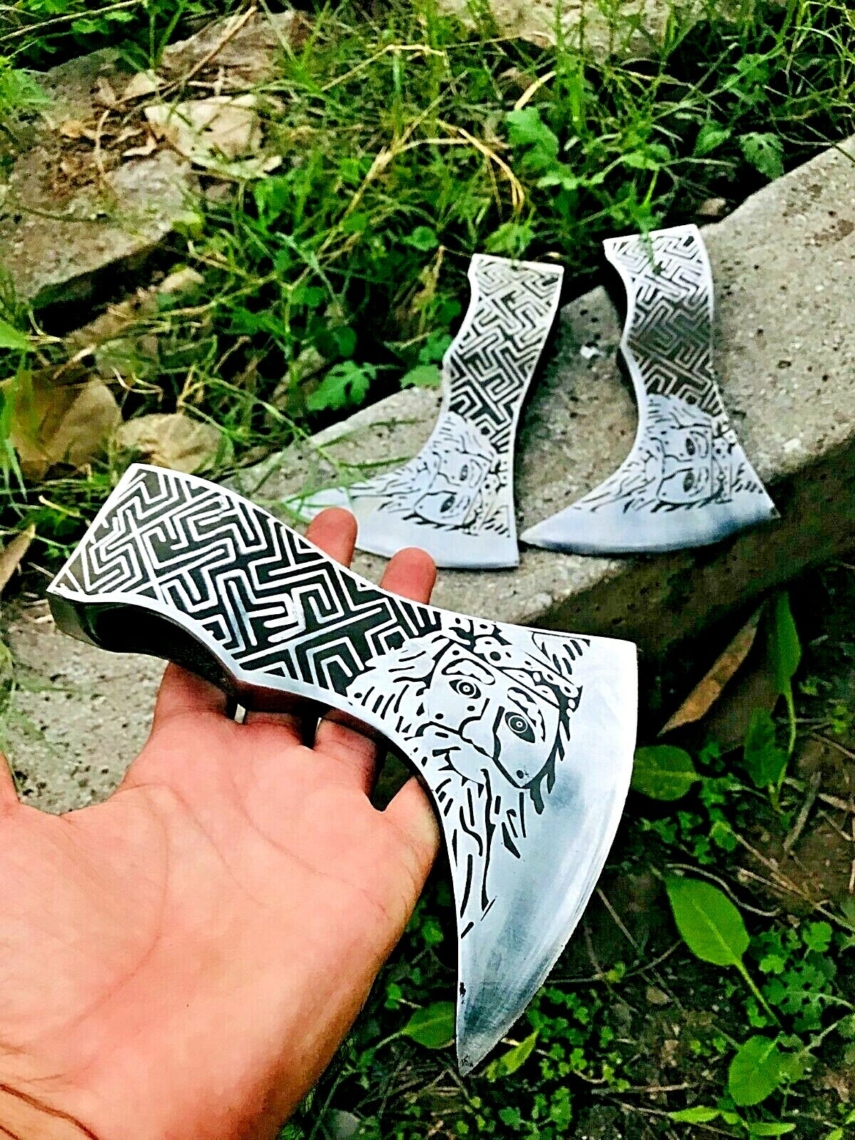 Lot Of 3 x MDM Custom Handmade Forged Viking Tomahawk Axe Head Hatchet Blade Ax