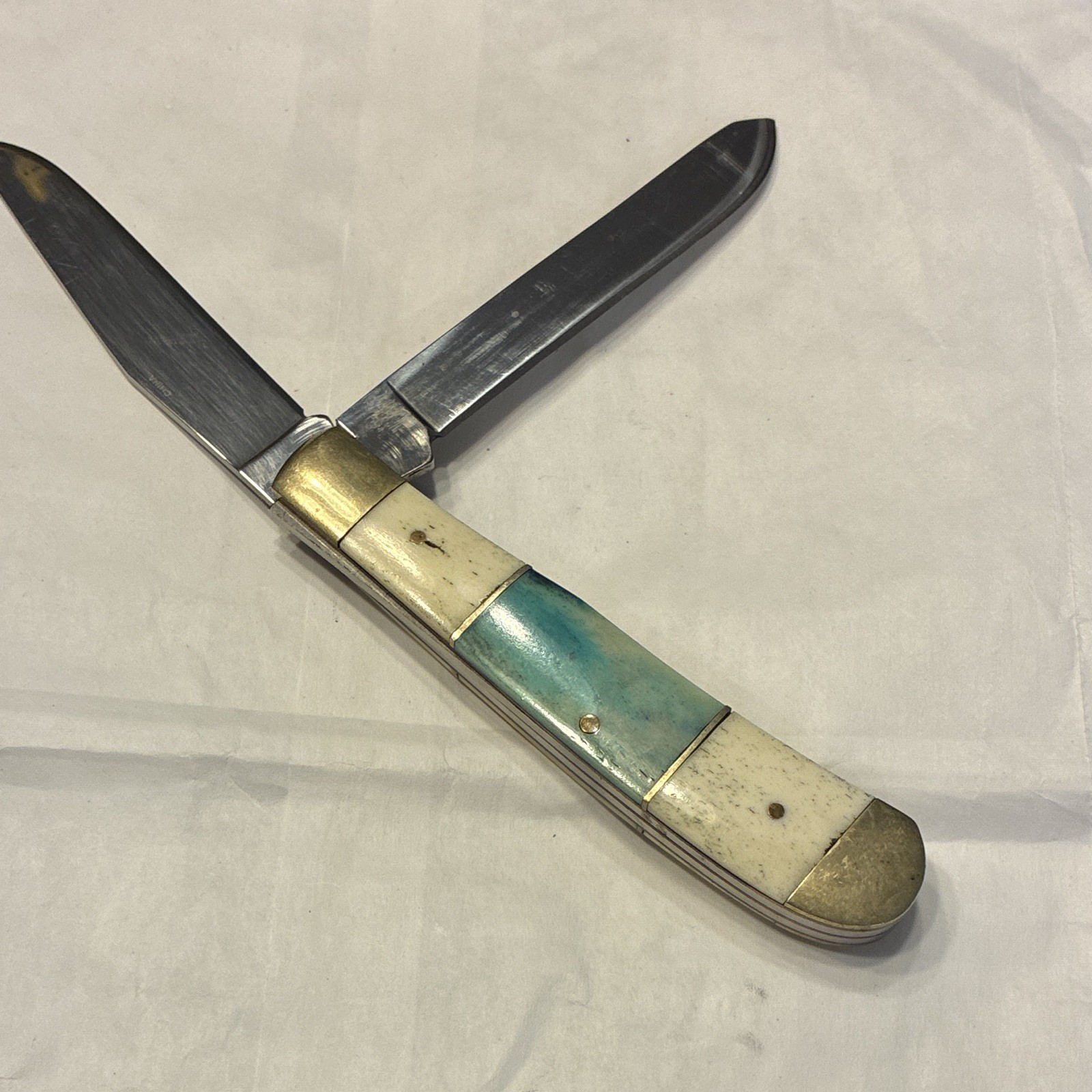 Frost Masonic 2-Blade Slipjoint Manual SS Bone Handle Pocketknife Under 2.75in
