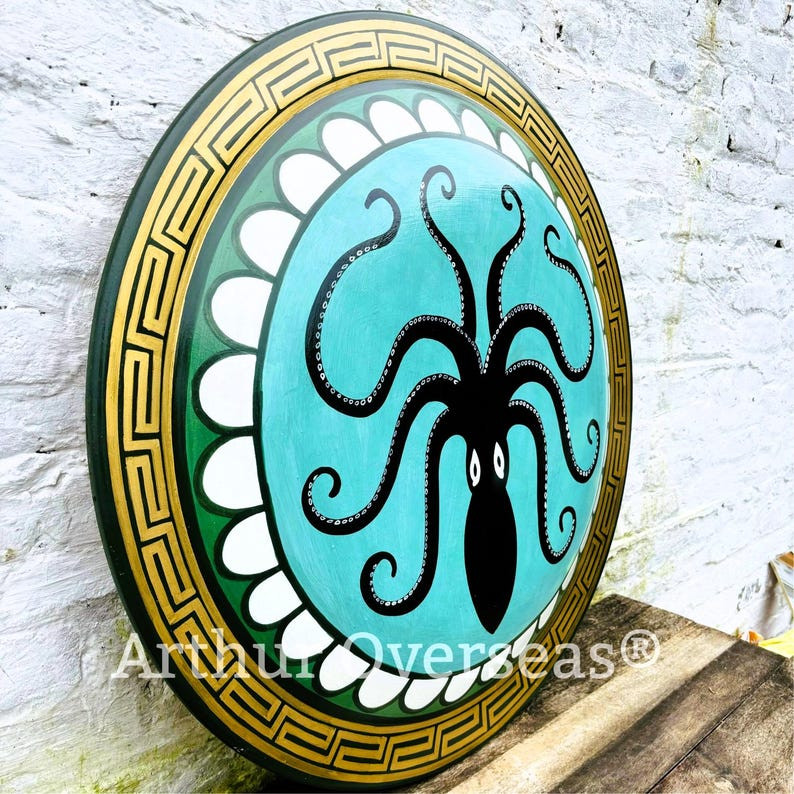 Greek Hoplite Shield with Acacia meta, Marine Octopus Design, Spartan Warrior Sh