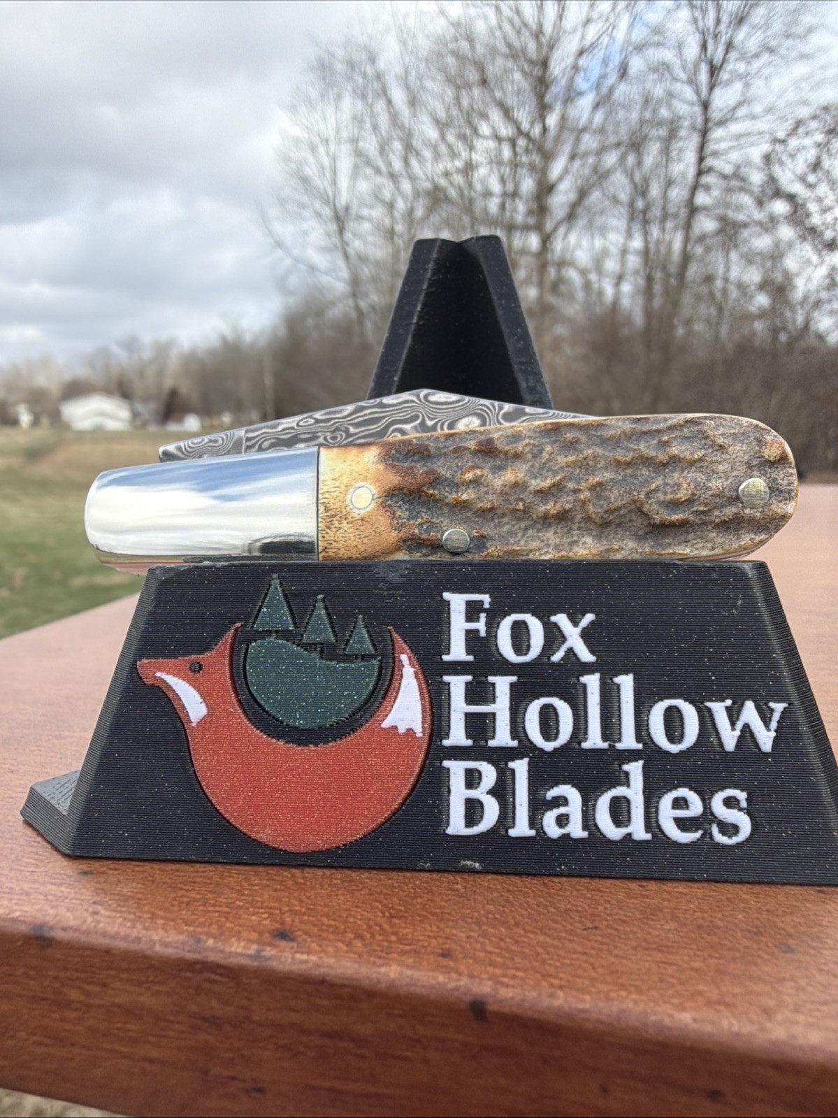 BEAR & SON INDIA STAG BONE DAMASCUS STEEL BCGS281D 1/2 BABY BARLOW KNIFE
