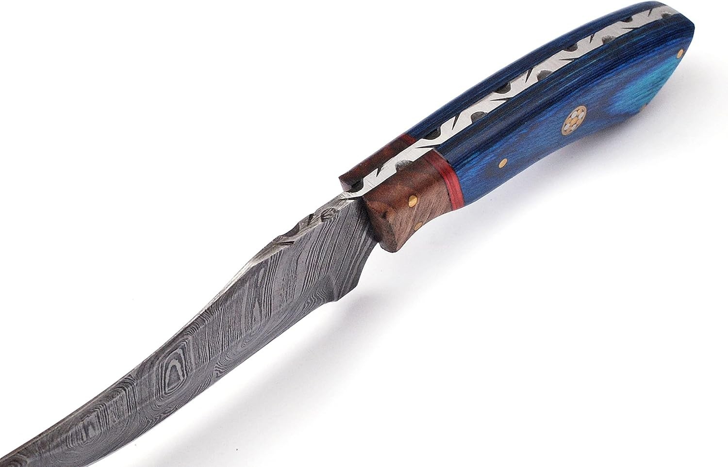 Handmade Damascus Steel Hunting Knife 9” – Full Tang Skinner w/ Leather Sheath