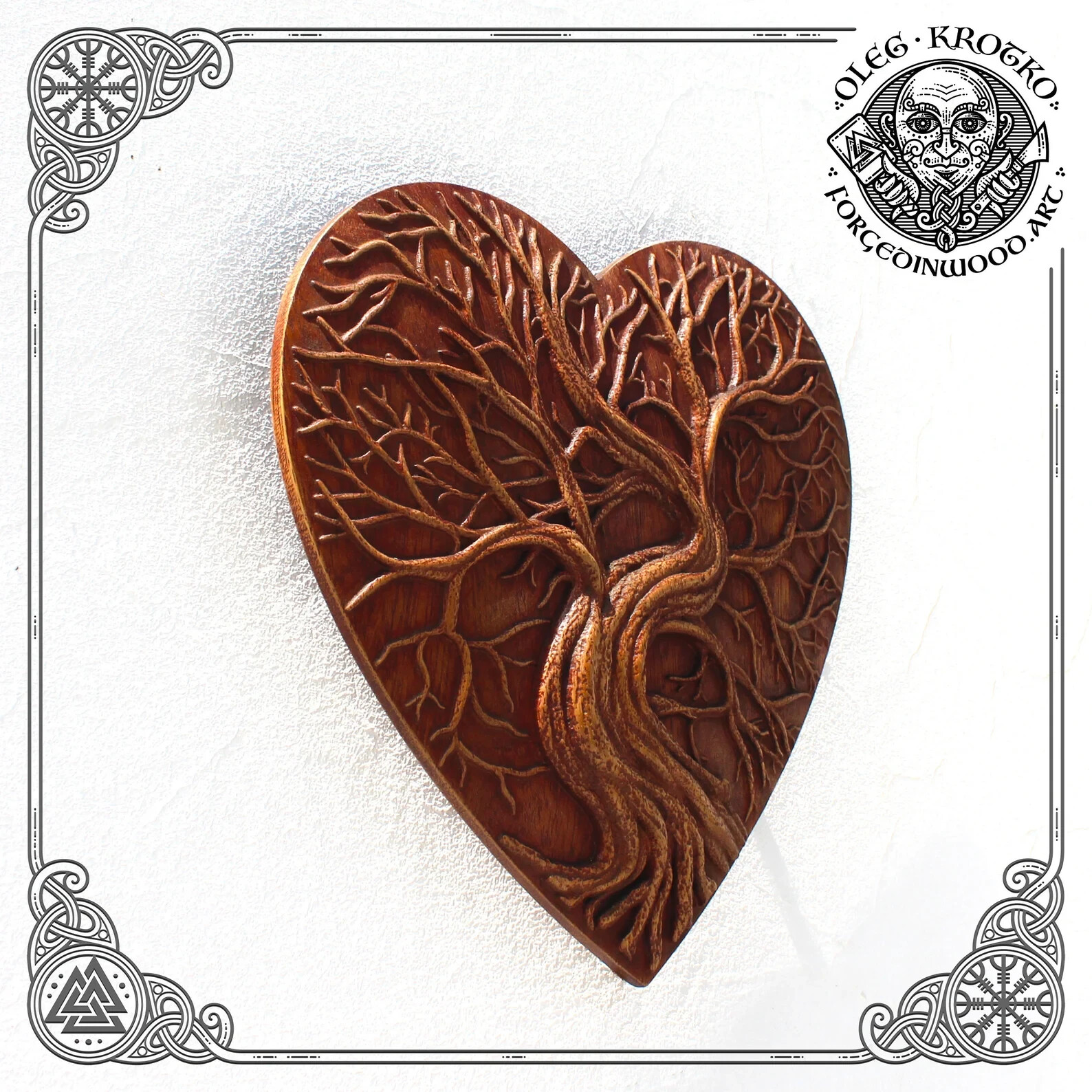 Wooden Carving Picture Yggdrasil, Tree of Life decor, Wooden Home Decor, Norse