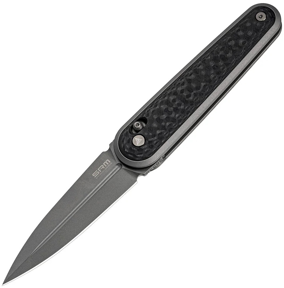 SRM Knives Twin 251MB Folding Dagger 3″ Gray Bohler N680 Steel Blade CF Handle
