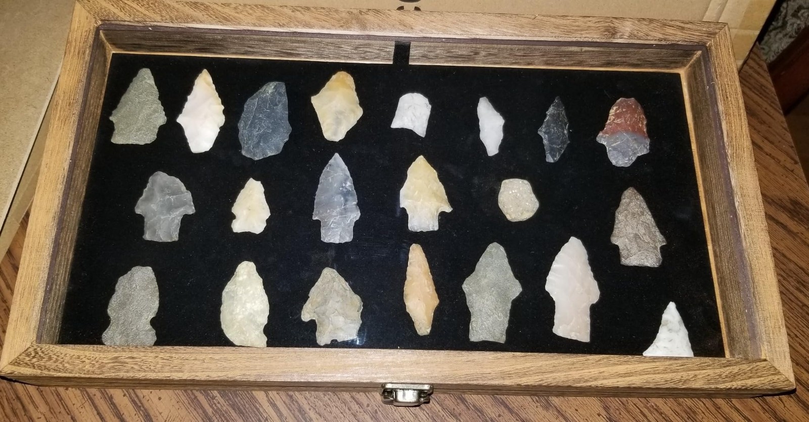 Knife Display Case Arrowheads Collectibles Wood Glass Pin Coins Medal Shadow Box