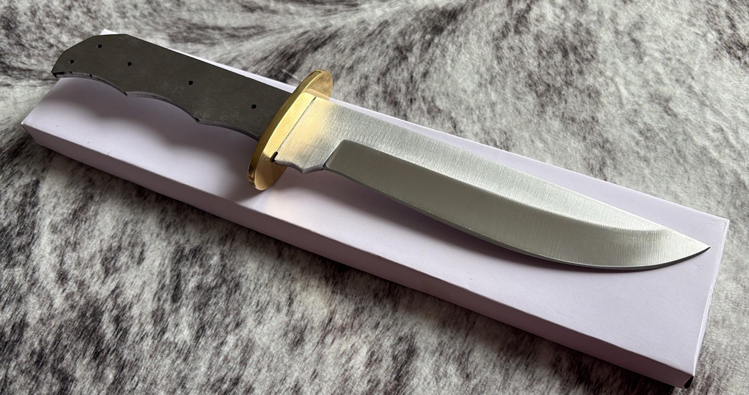 12” Stainless Steel Knife Blank Full Tang Brass Make Your Own Handle DIY XL Big