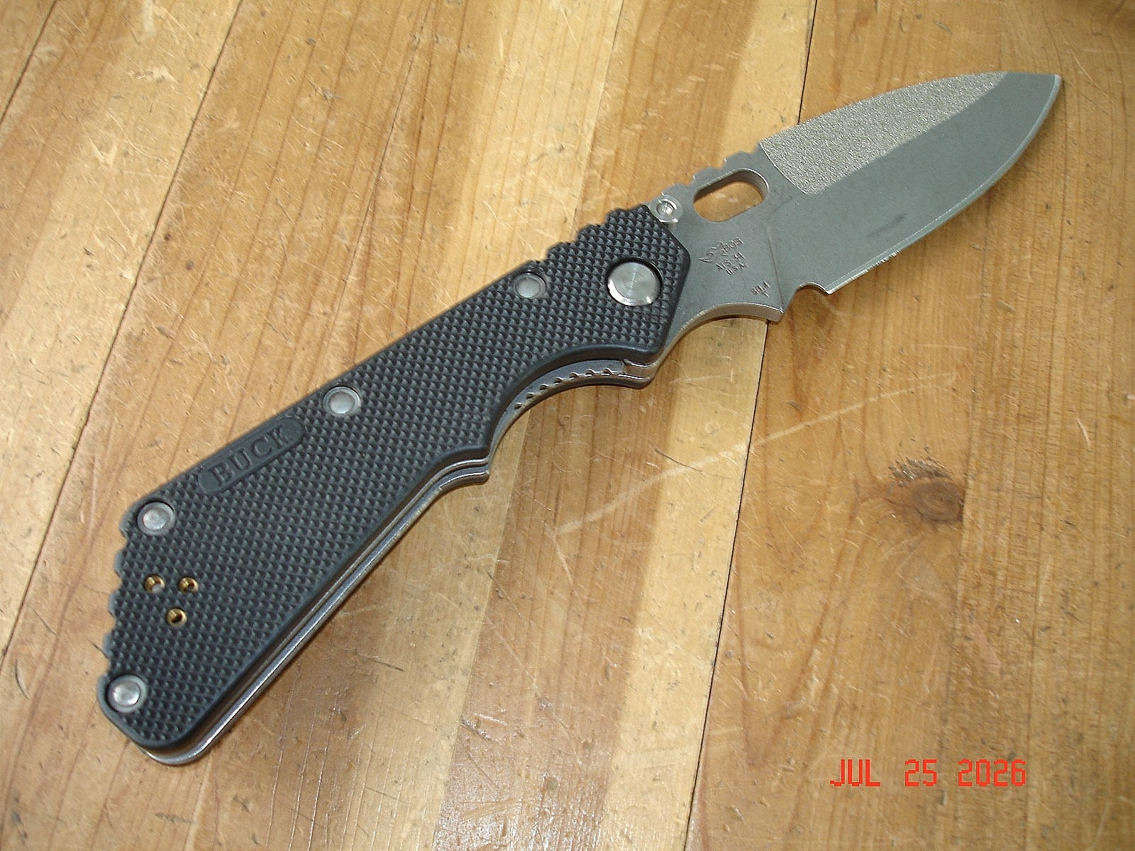 2003 BUCK KNIFE 882 889 STRIDER BOS ATS-34 STEEL BLADE SB.4 BLACK PLASTIC HANDLE