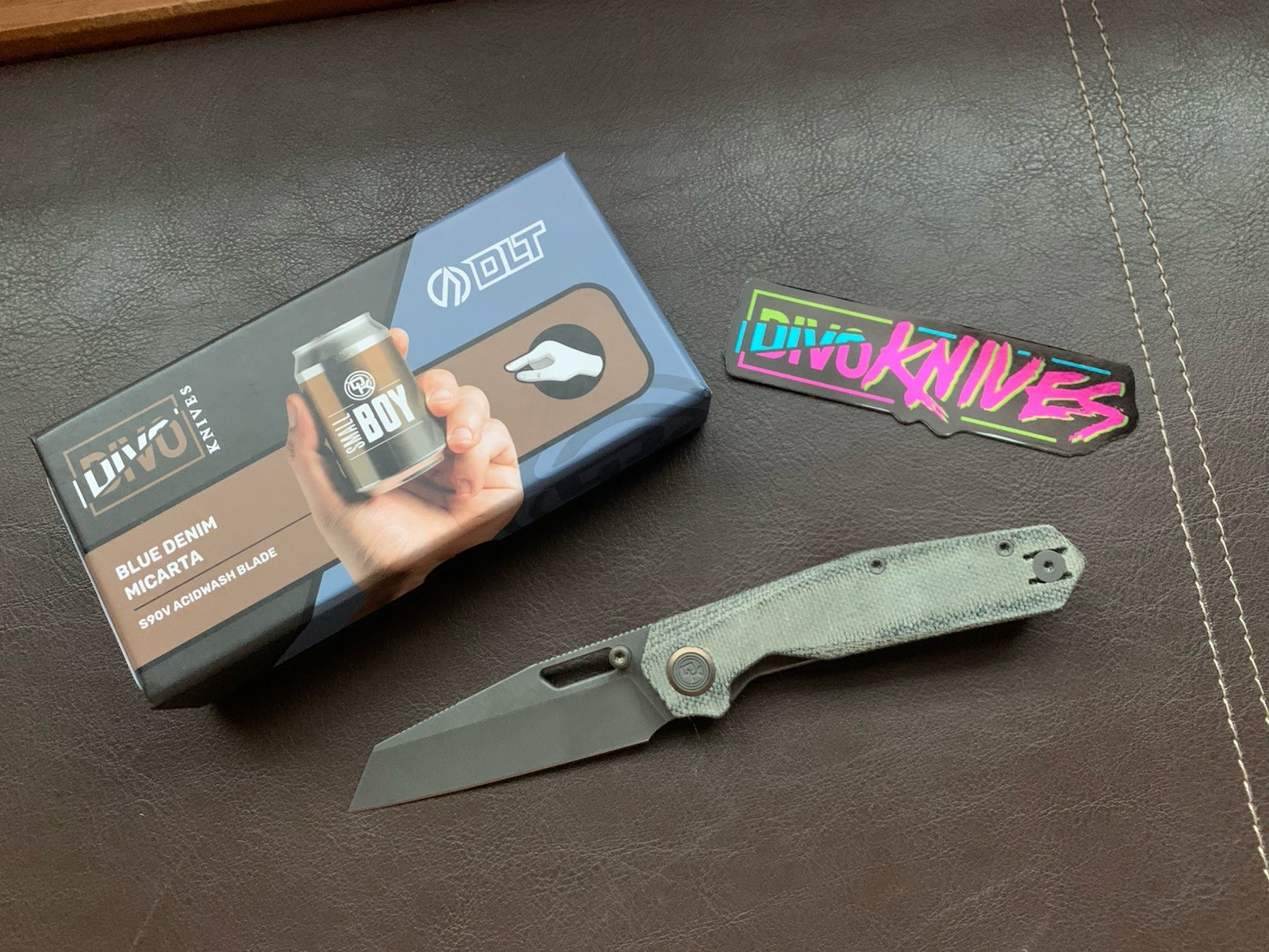 Divo Knives Smallboy Small Boy Knife DLT Excl. Blue Denim Micarta S90V