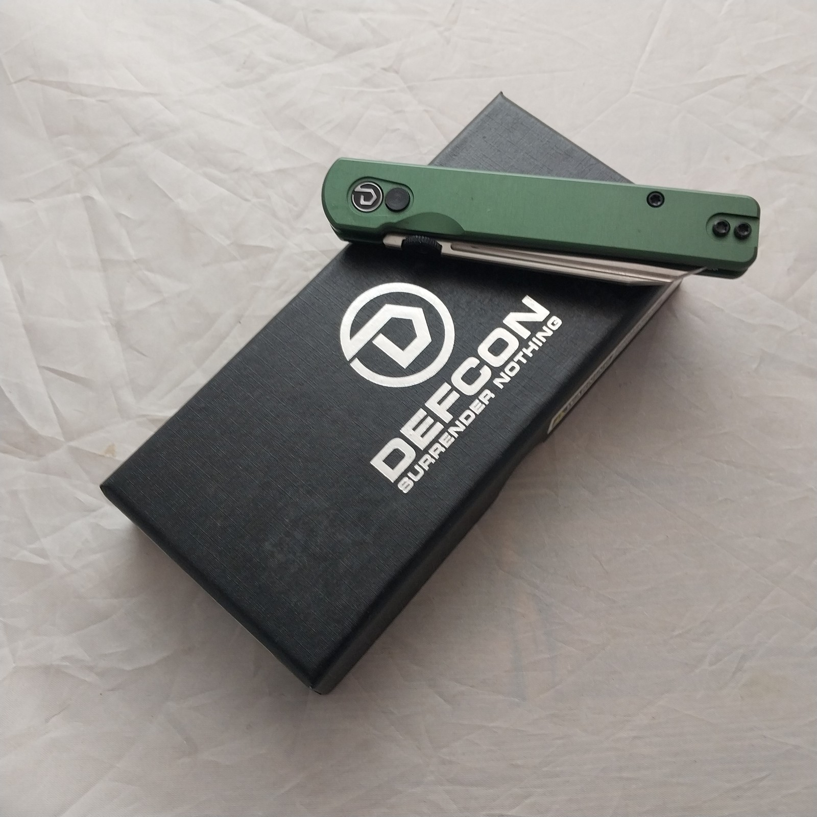 Defcon Operator Green Aluminum Folding Sandvik 14C28N Pocket Knife 013OD