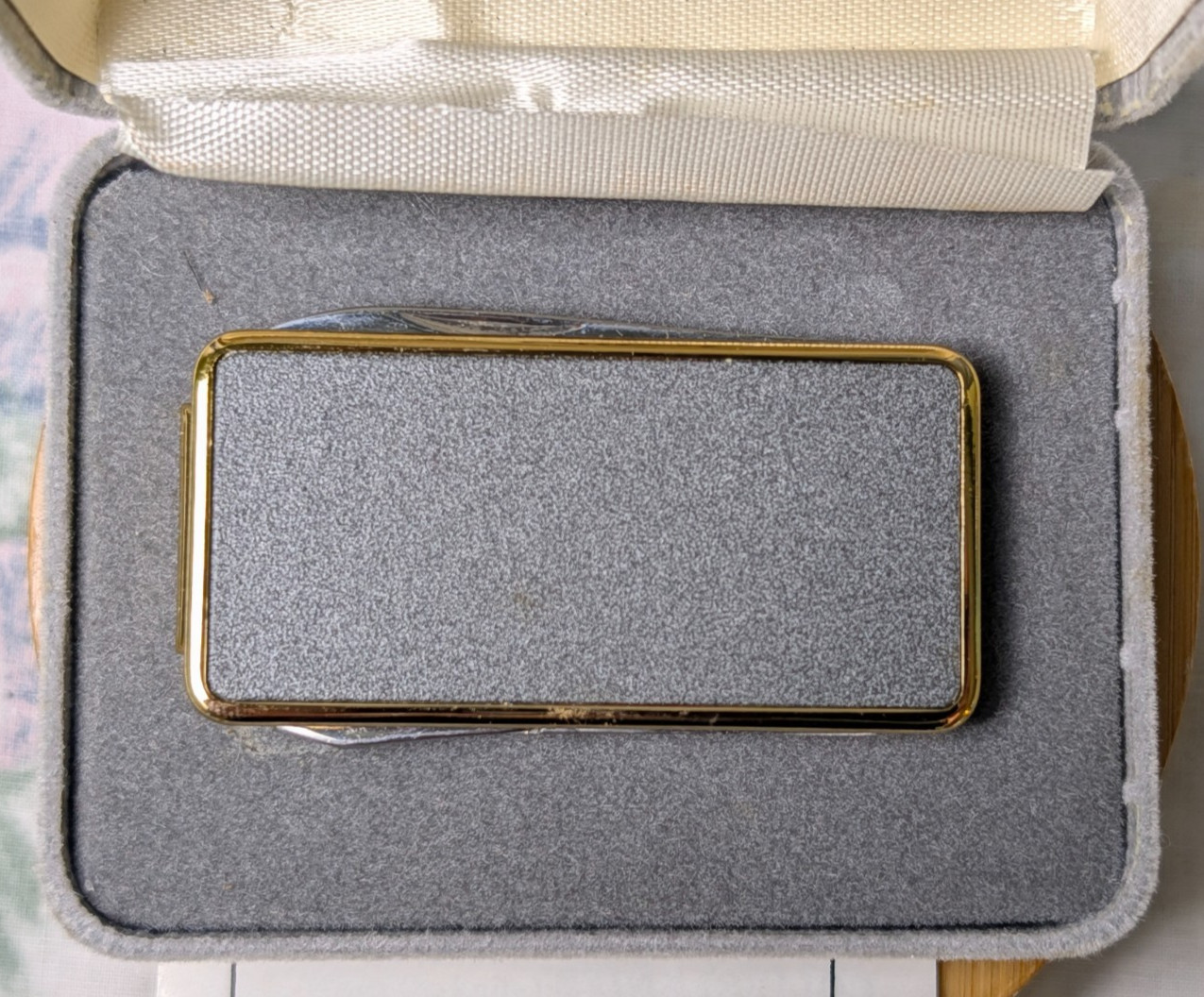 Vintage Colibri Sandstone Money Clip Pocket Knife Scissors Tools w/ Case JAPAN