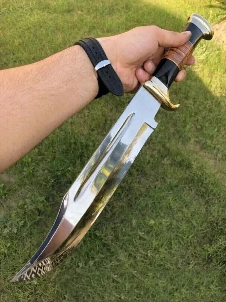 18″ HAND FORGED Hunting Crocodile Dundee High Polish Survival Bowie Knife+Sheath