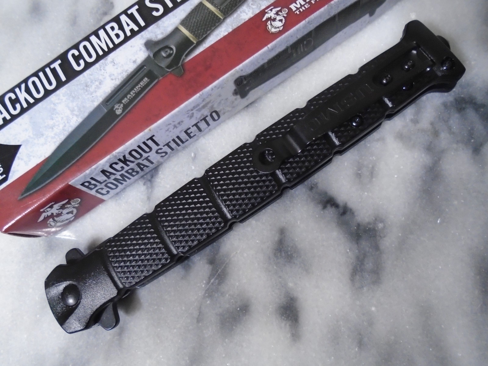USMC Marines Assisted Open Huge Folding Dagger Pocket Knife UC3233 11.25″ Black