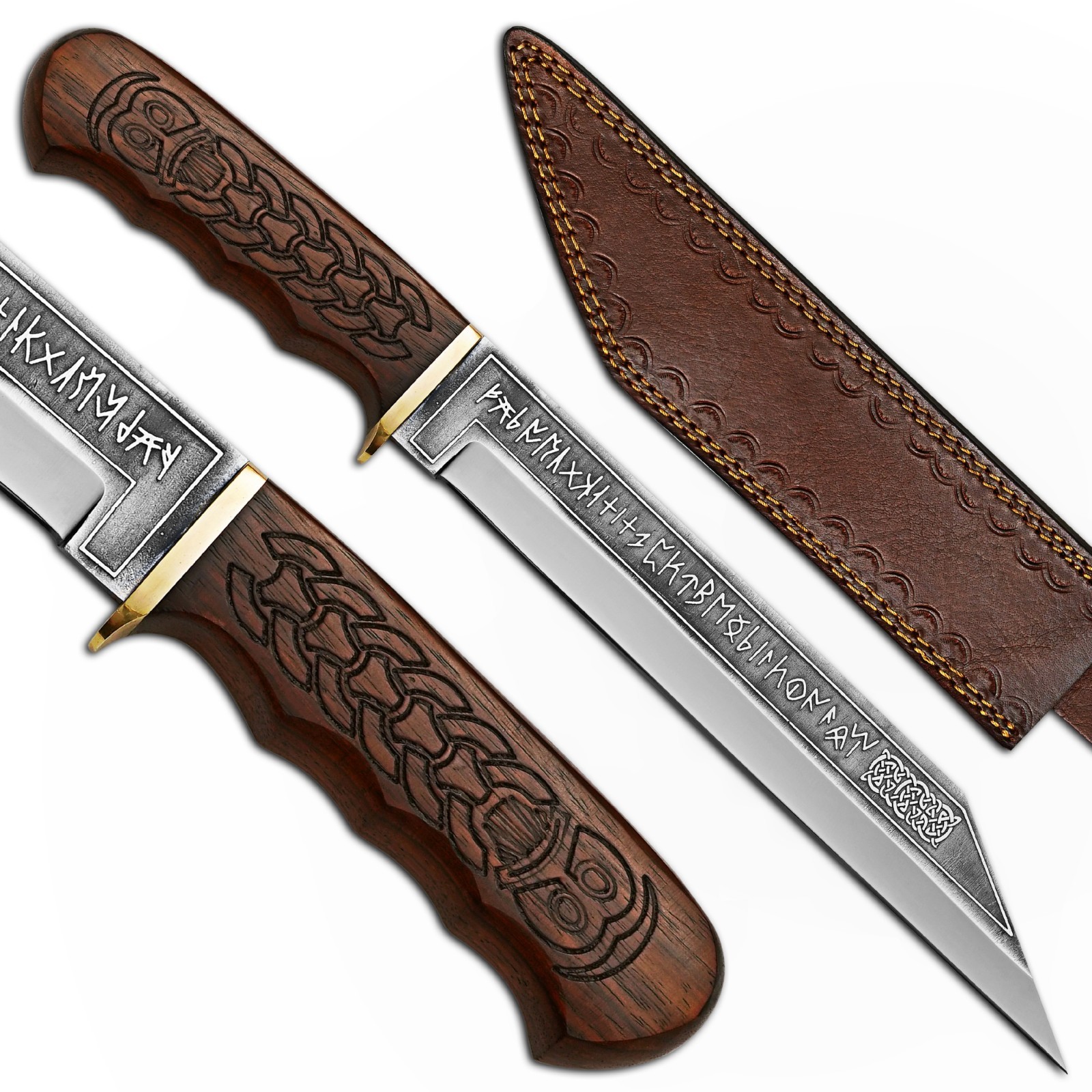 Hand Forged High Carbon Steel Engraved Blade Seax Knife Viking Style Hunting