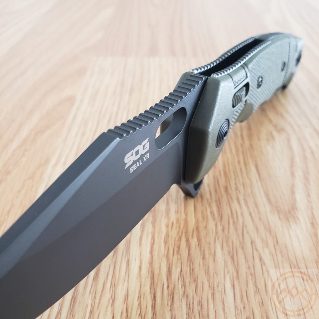 SOG SEAL XR Folding Knife 4″ S35VN Steel Clip Point Blade OD Green GRN Handle