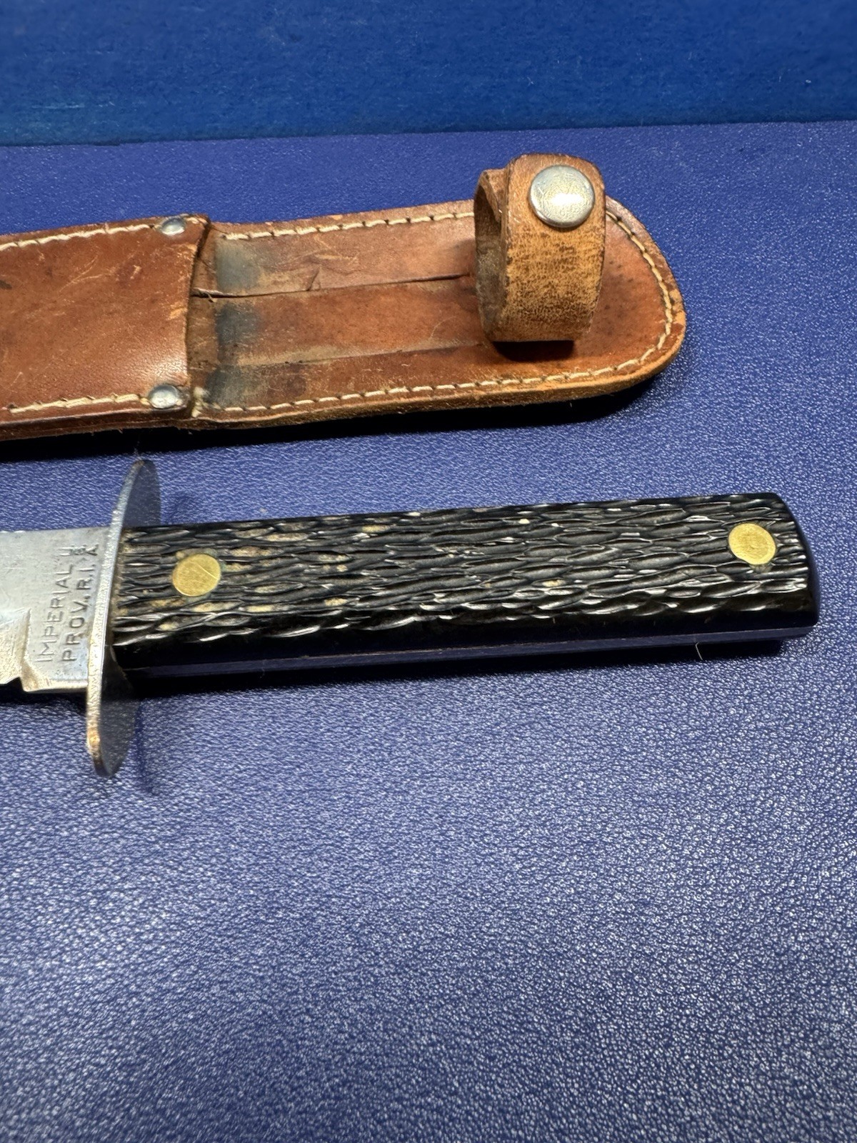 Vintage Imperial Prov Ri USA Hunting Knife Black Handle 5″ Blade