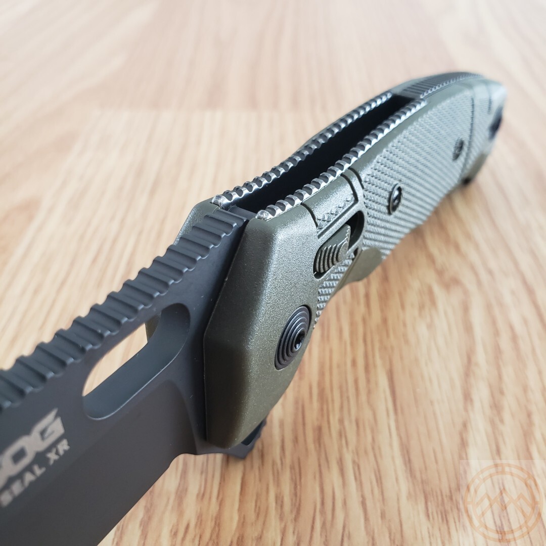 SOG SEAL XR Folding Knife 4″ S35VN Steel Clip Point Blade OD Green GRN Handle