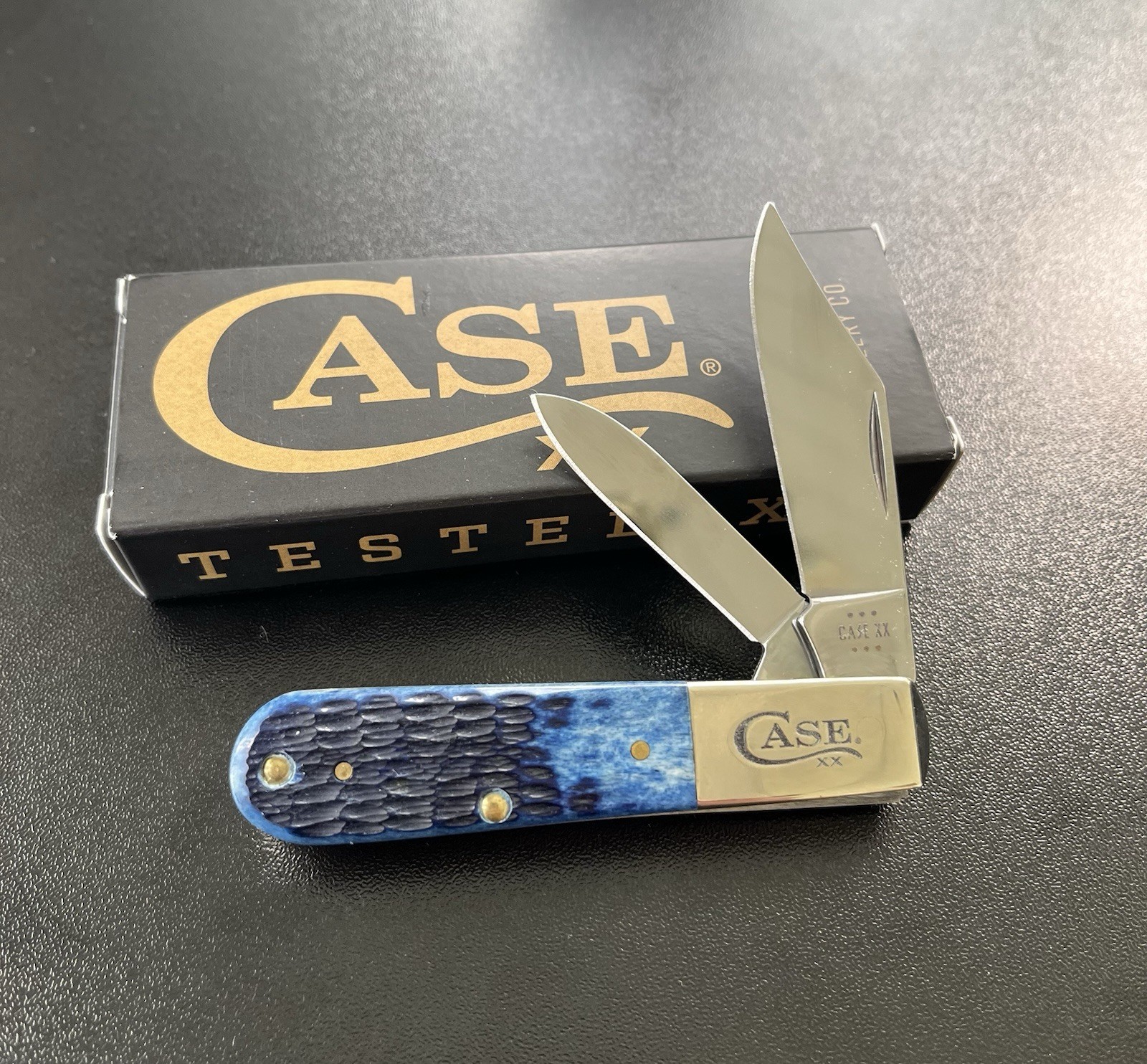 CASE XX USA 2025 NAVY BLUE ROGERS BONE 2 BLADE BARLOW KNIFE 62009 1/2 SS