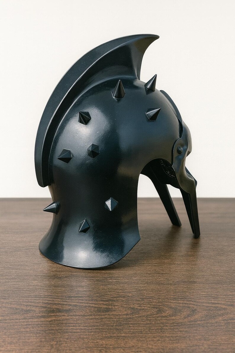 Gladiator Maximus Black Helmet Replica | 18 Gauge Steel Cosplay Mask Helmet