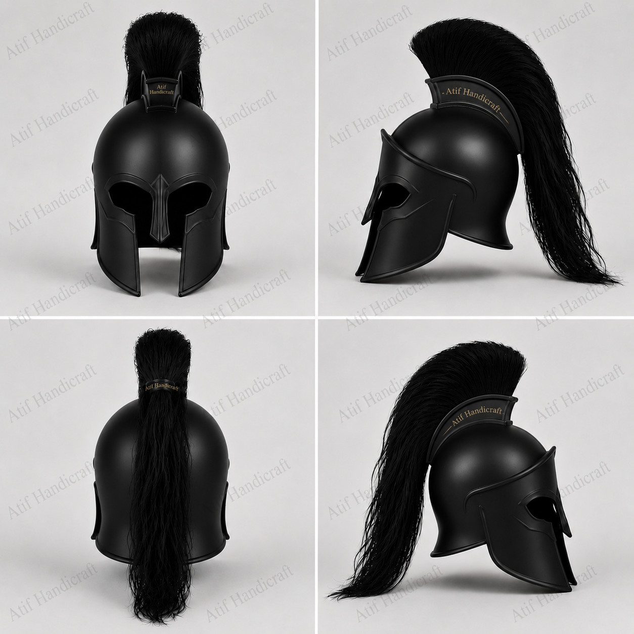 Odyssey Greek Spartan Warrior Helmet Black Medieval Roman Knight Costume Helmet