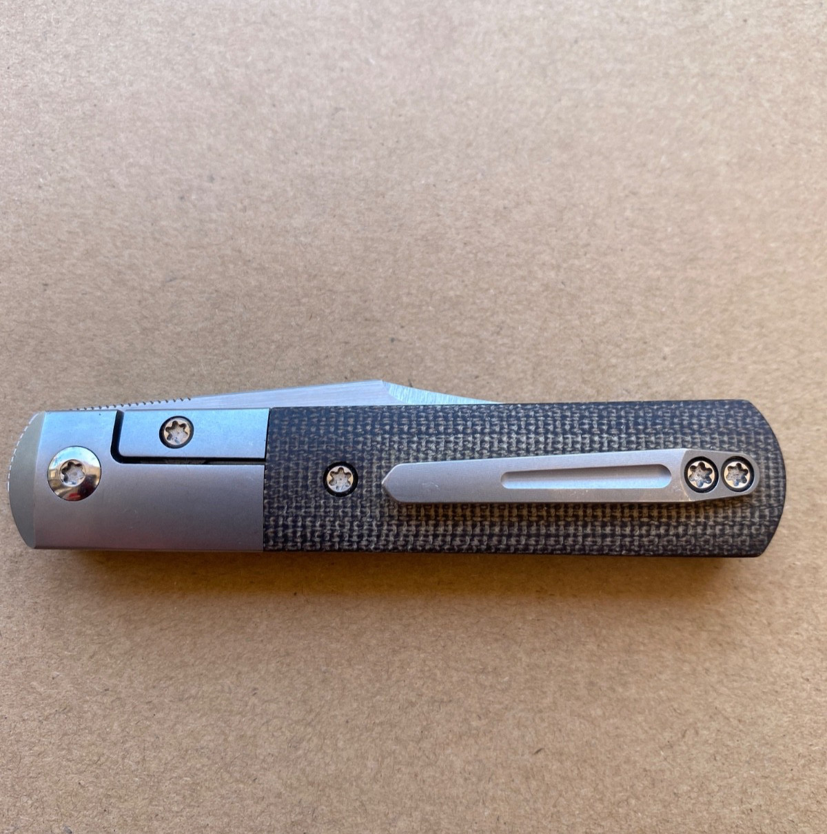 Pena X Series Titanium M390 Brown Micarta Overall 6.5″