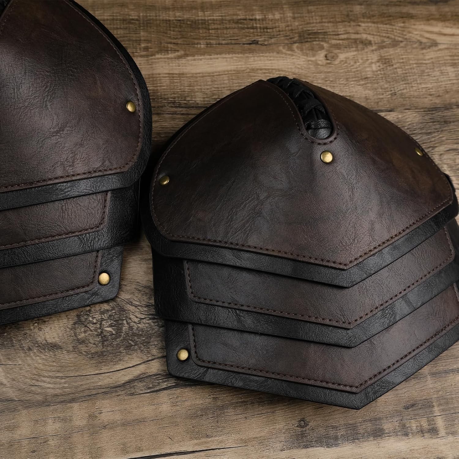 Vintage Mercenary Knight Shoulder Armor – Adjustable Faux Leather Pauldron