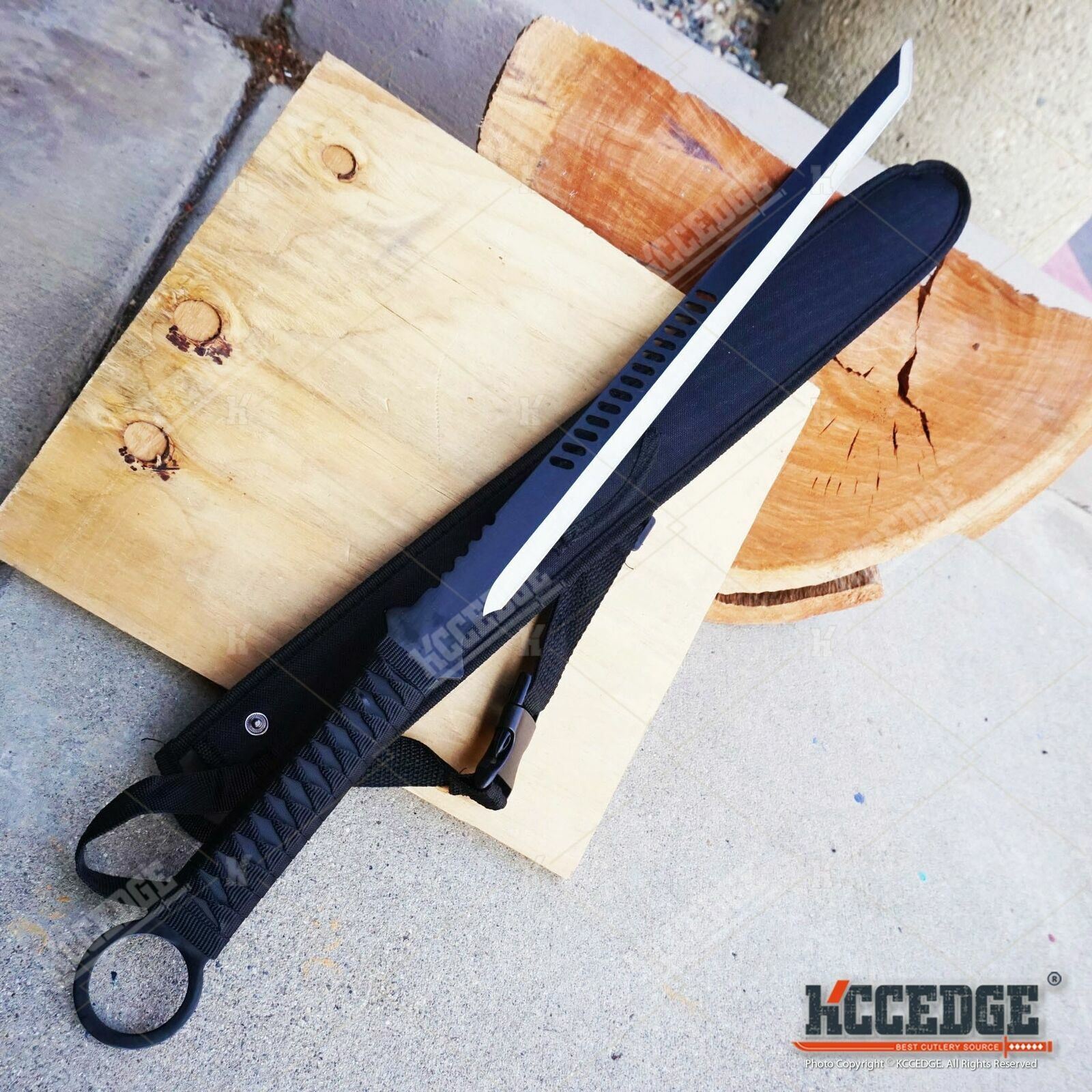 27″ NINJA SWORD TANTO Machete + 2 Knife Full Tang Tactical Blade Katana