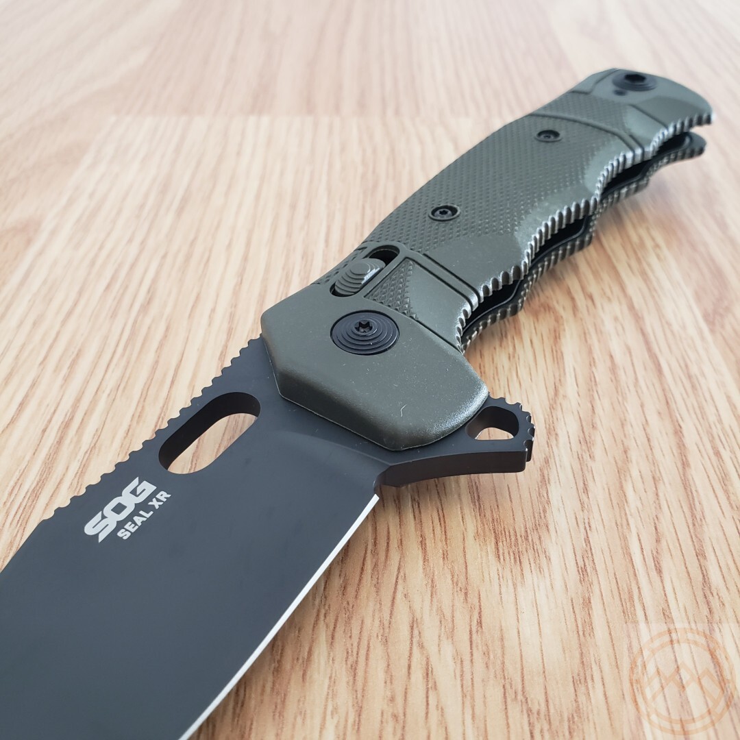 SOG SEAL XR Folding Knife 4″ S35VN Steel Clip Point Blade OD Green GRN Handle
