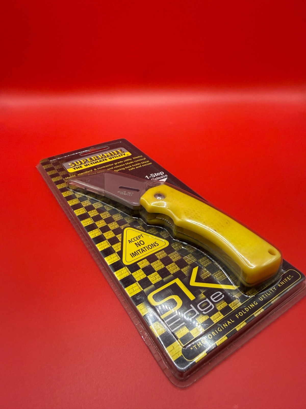 Superknife SK Edge Folding Utility Knife NIB Yellow Rubberized China