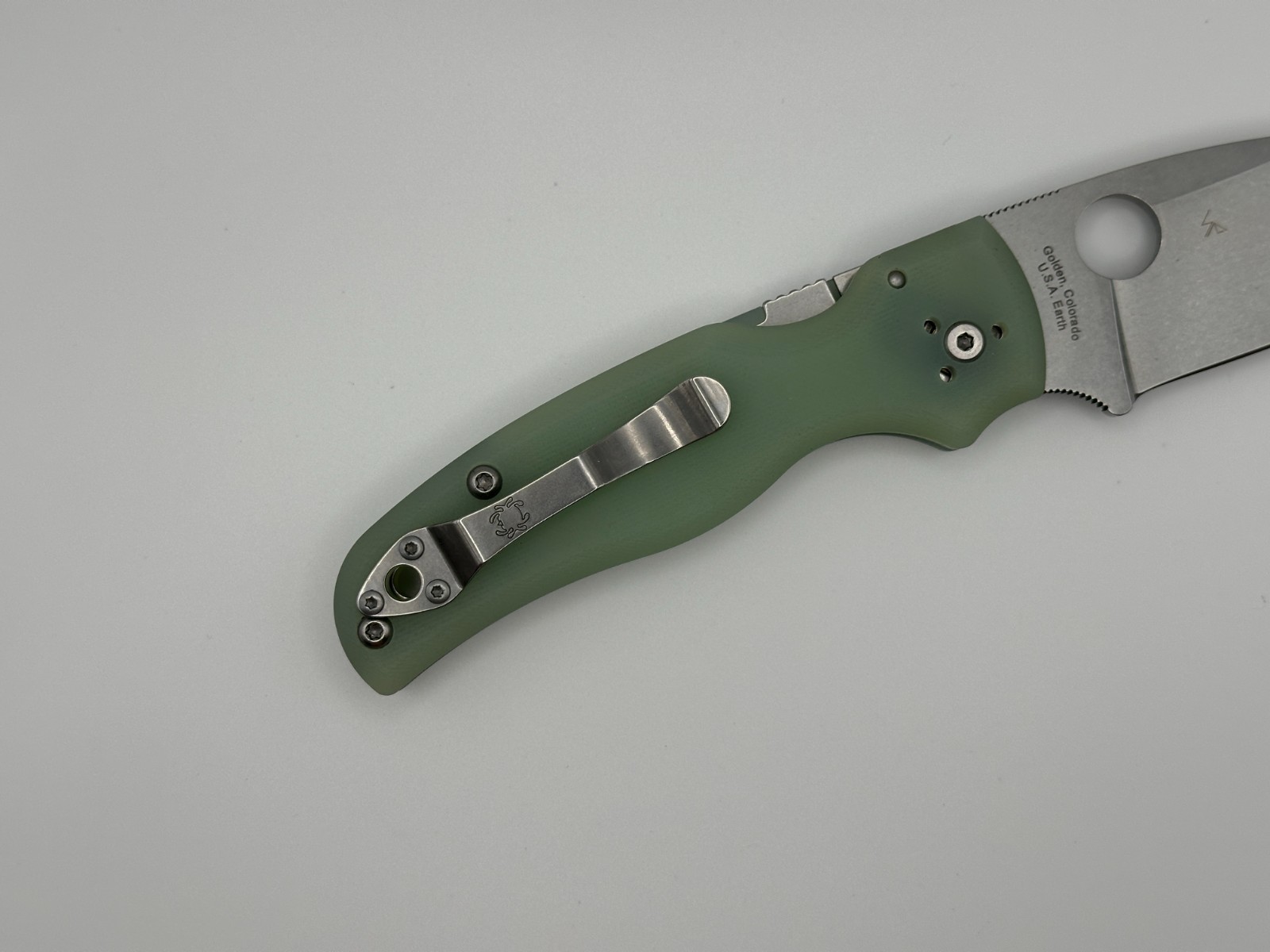 Spyderco Shaman M390 C229 Jade Green Folding Knives FACTORY SECOND NEW