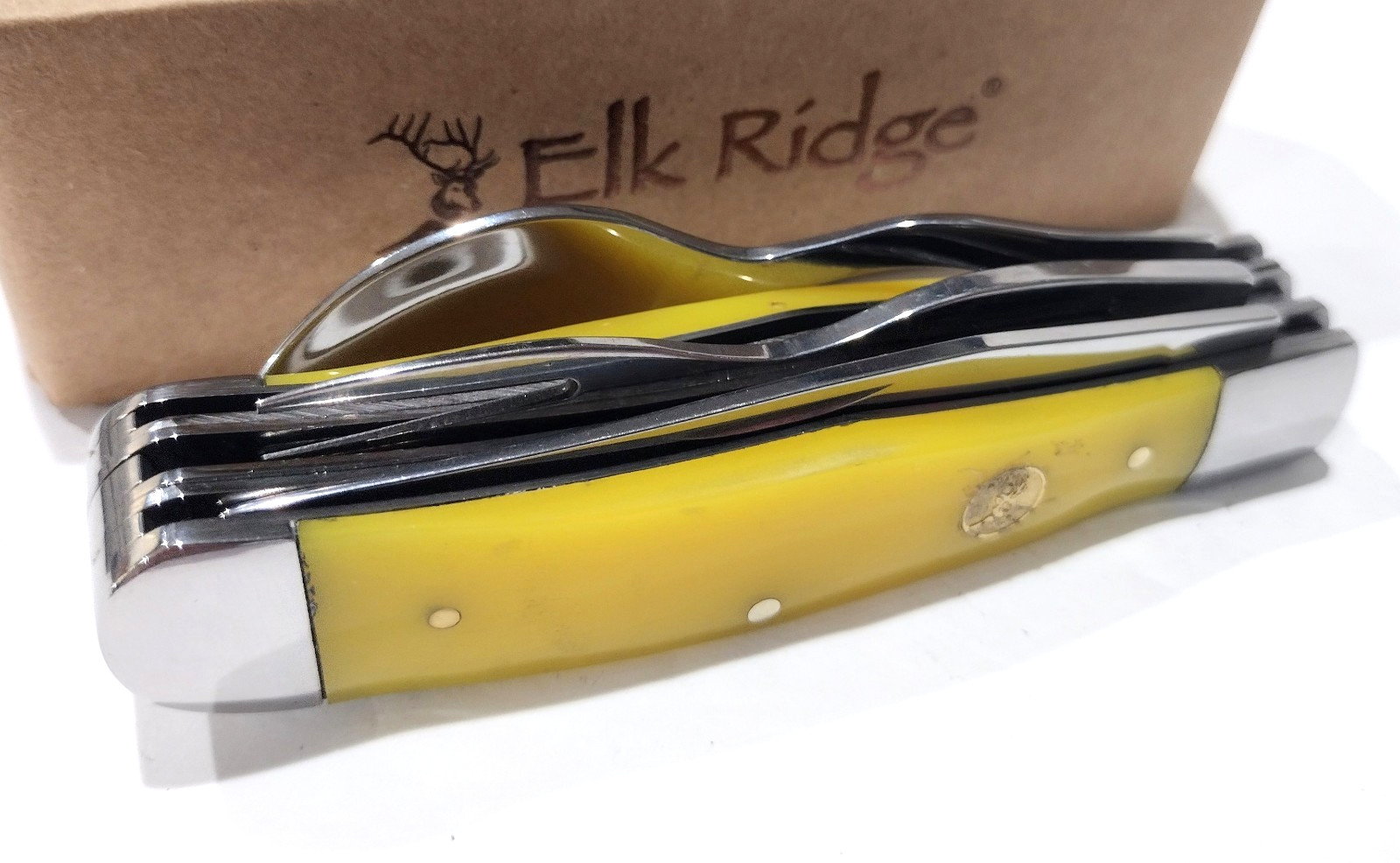 Elk Ridge Yellow HOBO Folding Knife Fork Spoon Utensil Boy Scouts Camping Tool