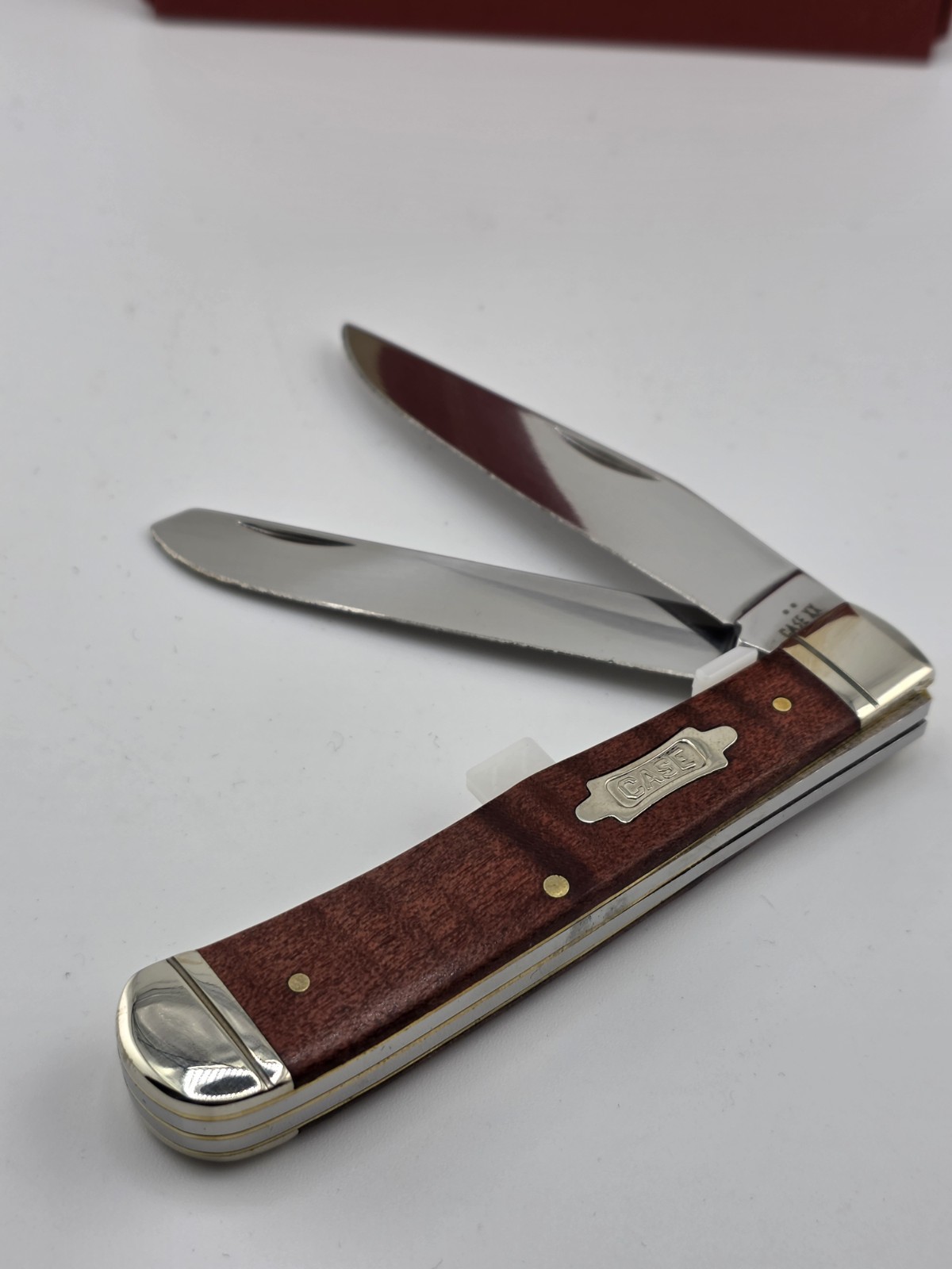 Case XX #10849 Brown Curly Maple Wood Smooth Trapper 7254 SS Cigar Box Knife
