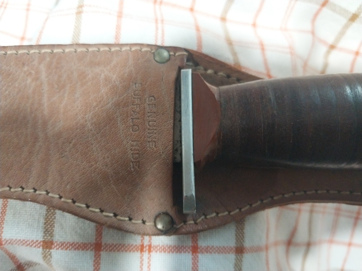 VTG IMPERIAL Providence USA Fixed Blade Knife Stacked Leather Handle B4