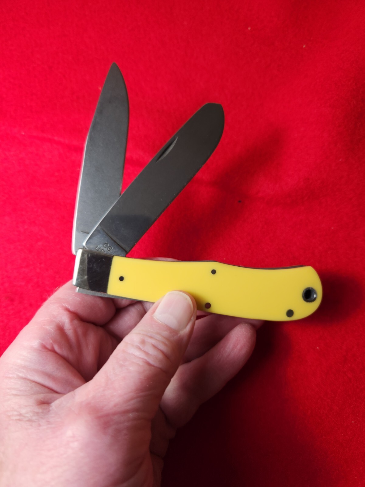 Moore Maker USA 3206 Large Trapper Knife Yellow Delrin Handles New In Box