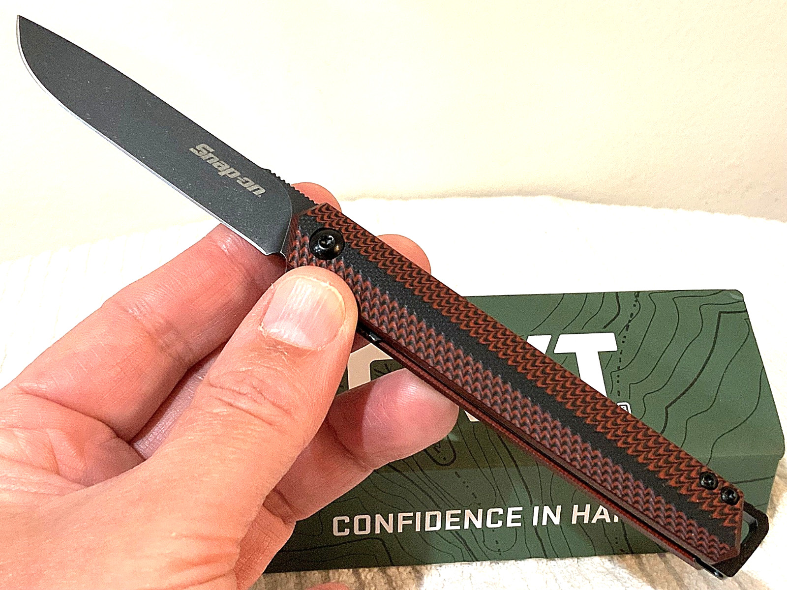 Tuolang 820 Snap On *RED* 8GR13MOV Steel Black Blade Folding Knife