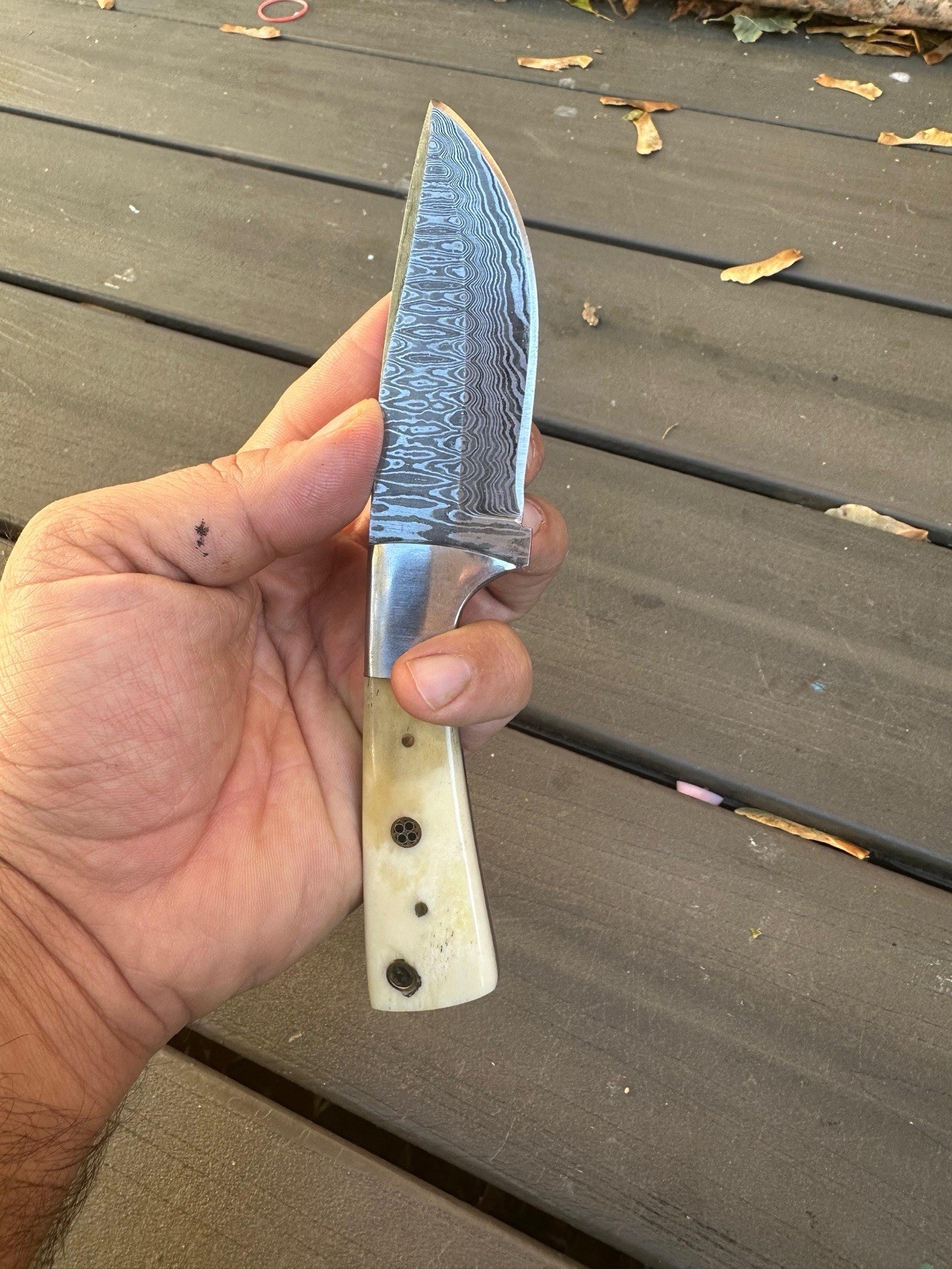 Custom Handmade Damascus Steel Hunting Knife Skinner – Camel Bone Handle